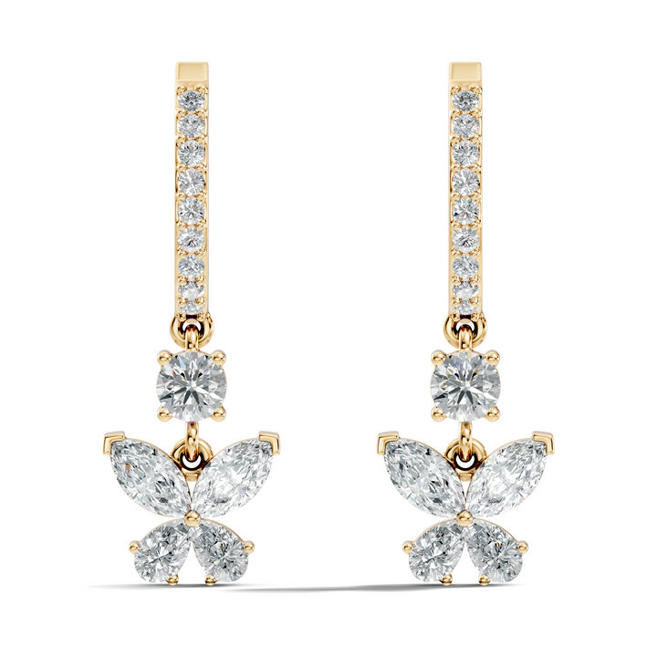 Butterfly Dangle Hoop Diamond Earrings