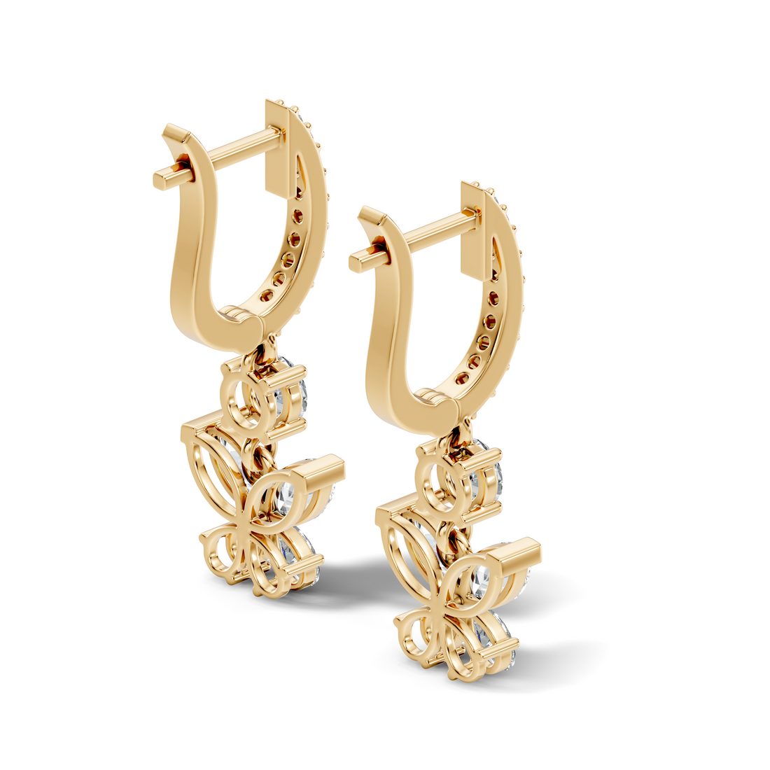 Butterfly Dangle Hoop Diamond Earrings