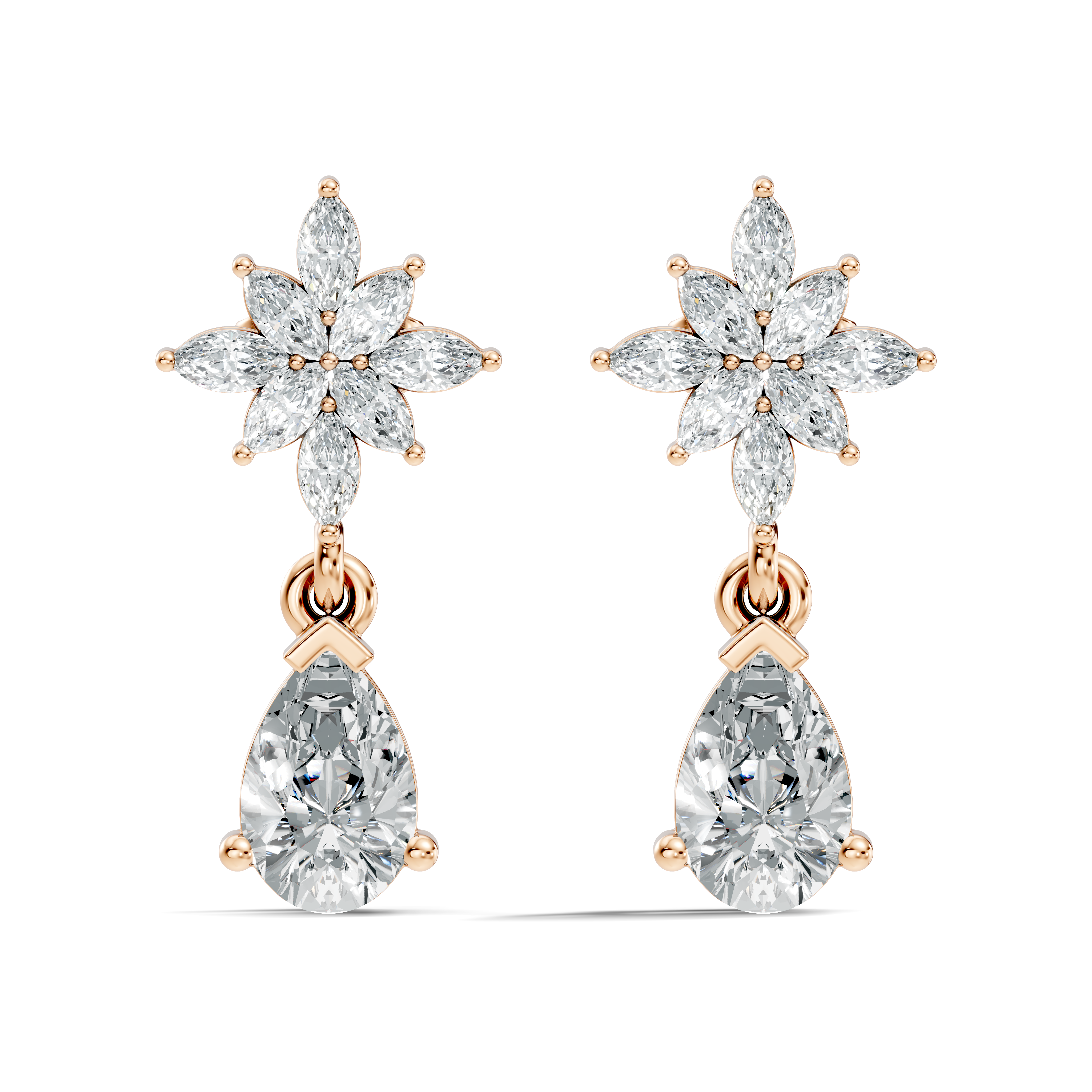 Floral Starburst Marquise & Pear Drop Earrings