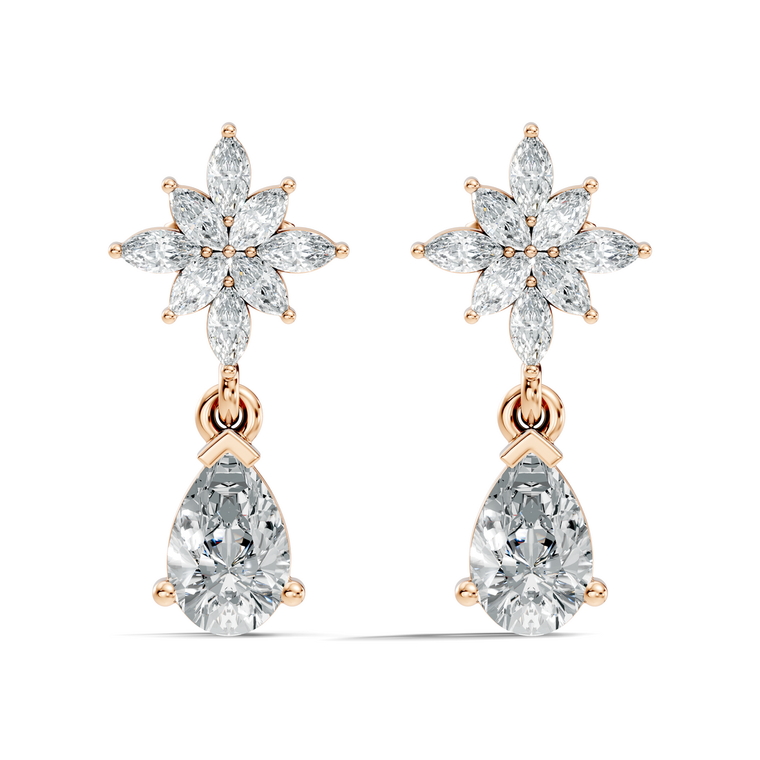Floral Starburst Marquise & Pear Drop Earrings
