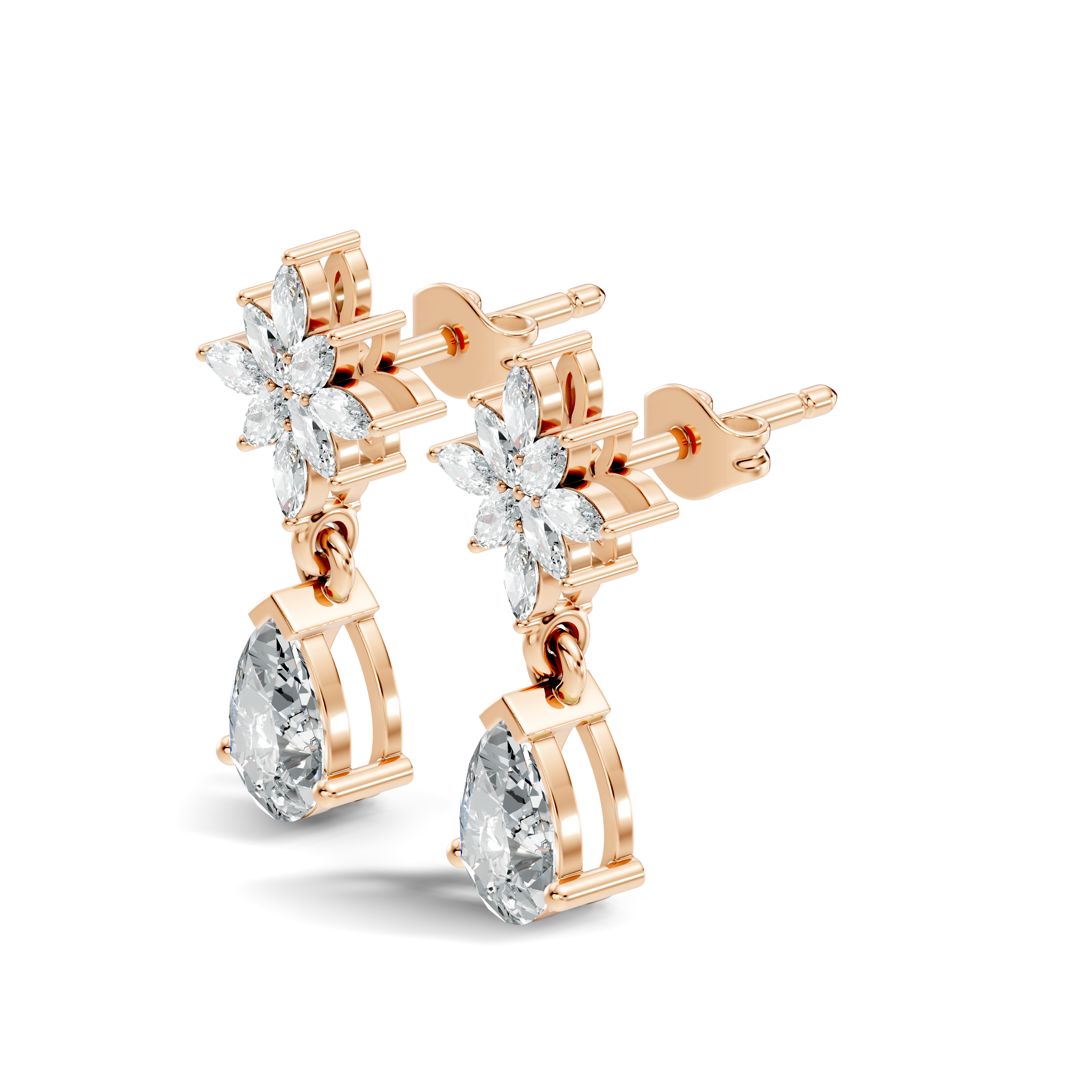 Floral Starburst Marquise & Pear Drop Earrings