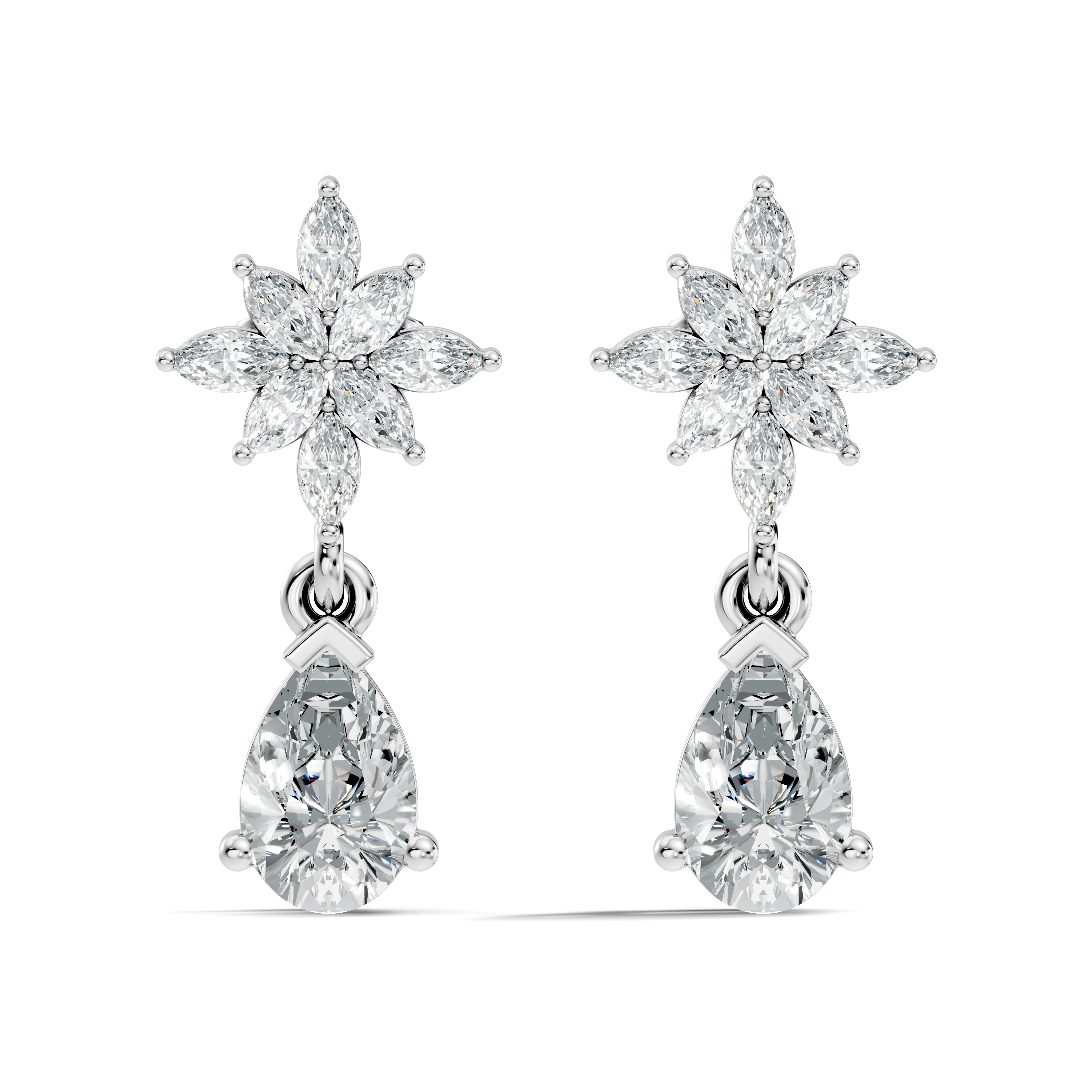 Floral Starburst Marquise & Pear Drop Earrings