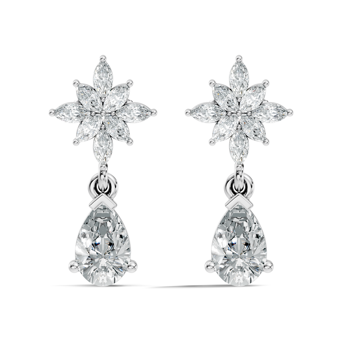 Floral Starburst Marquise & Pear Drop Earrings