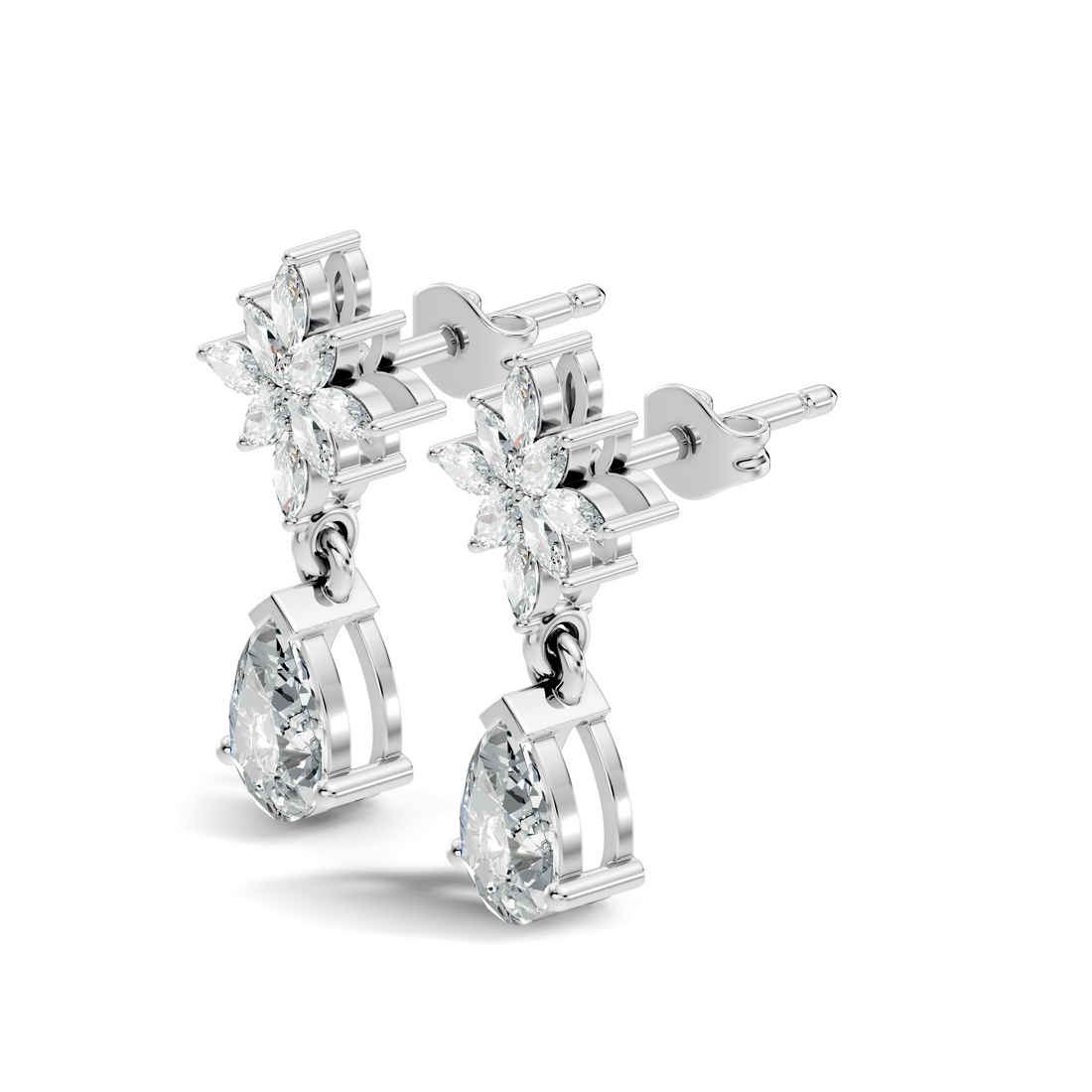 Floral Starburst Marquise & Pear Drop Earrings