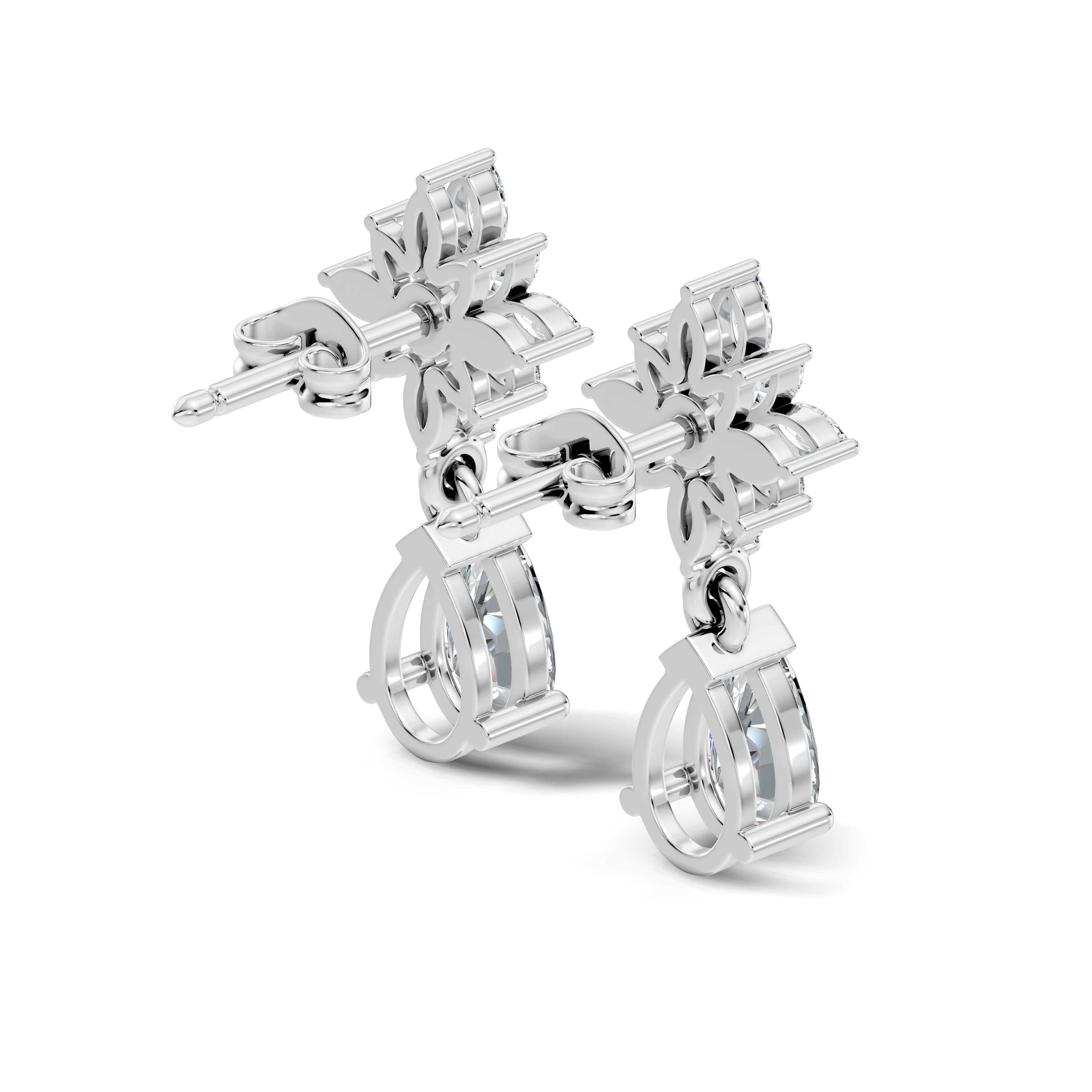 Floral Starburst Marquise & Pear Drop Earrings