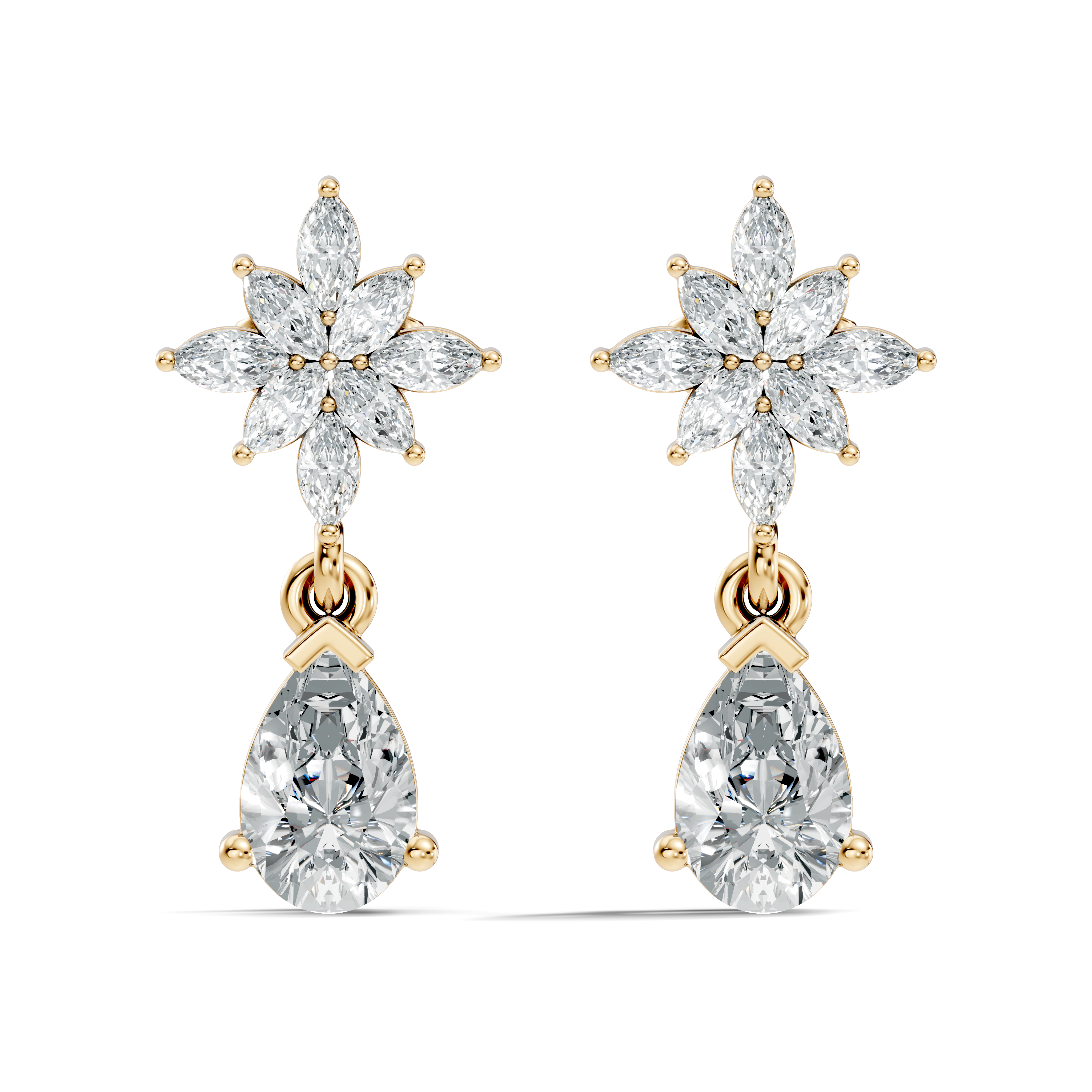 Floral Starburst Marquise & Pear Drop Earrings
