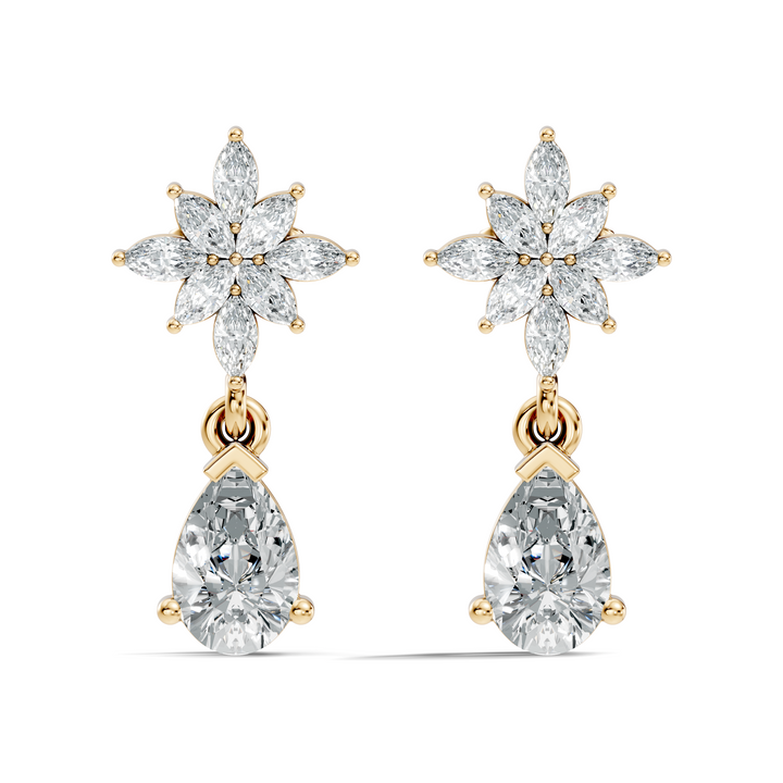 Floral Starburst Marquise & Pear Drop Earrings