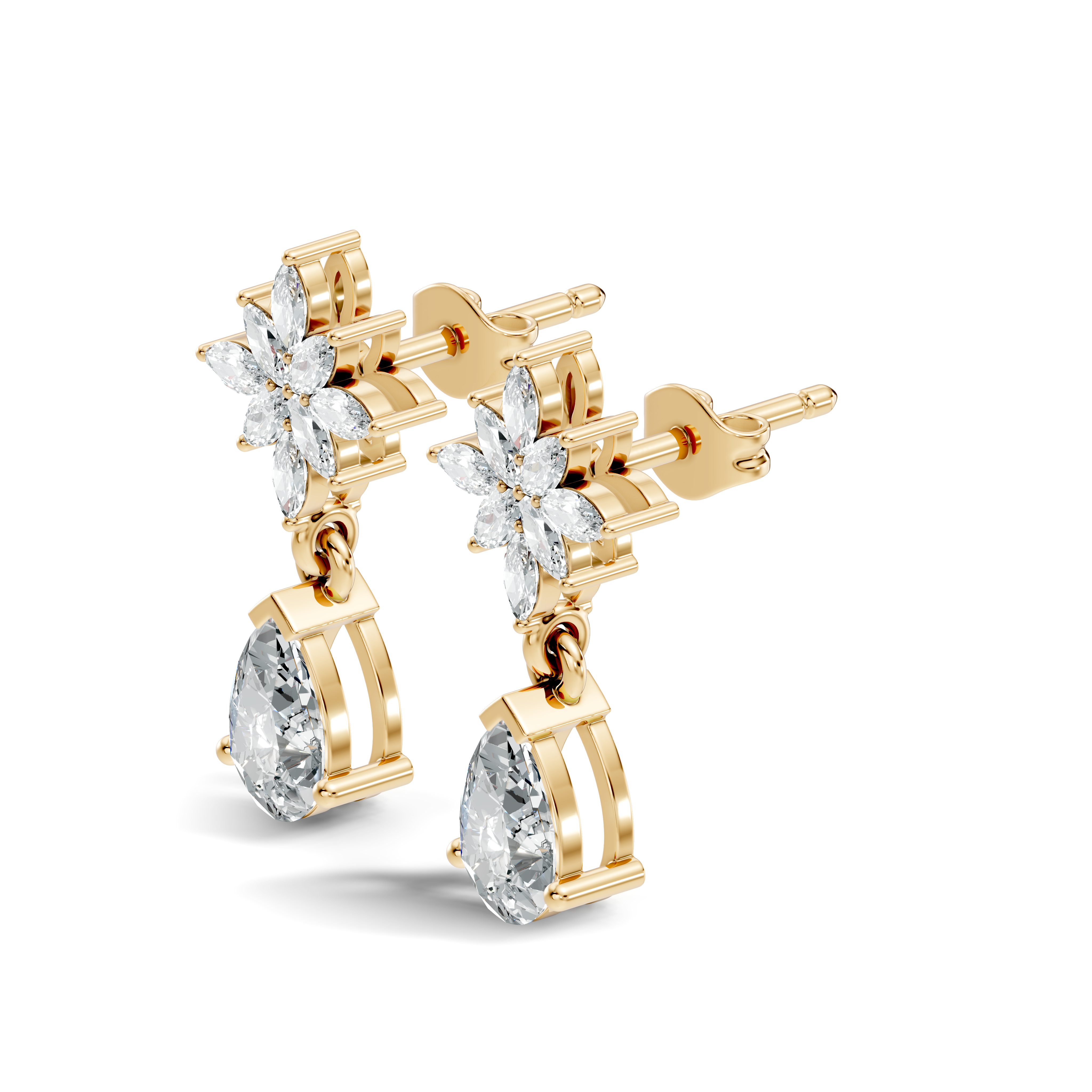 Floral Starburst Marquise & Pear Drop Earrings