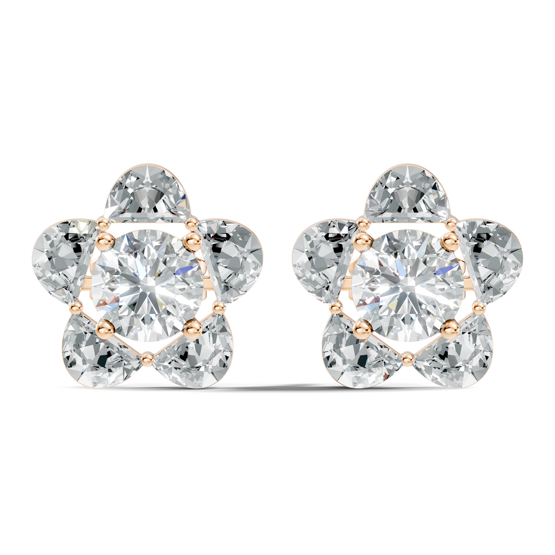 5-Petal Floral Solitaire Stud