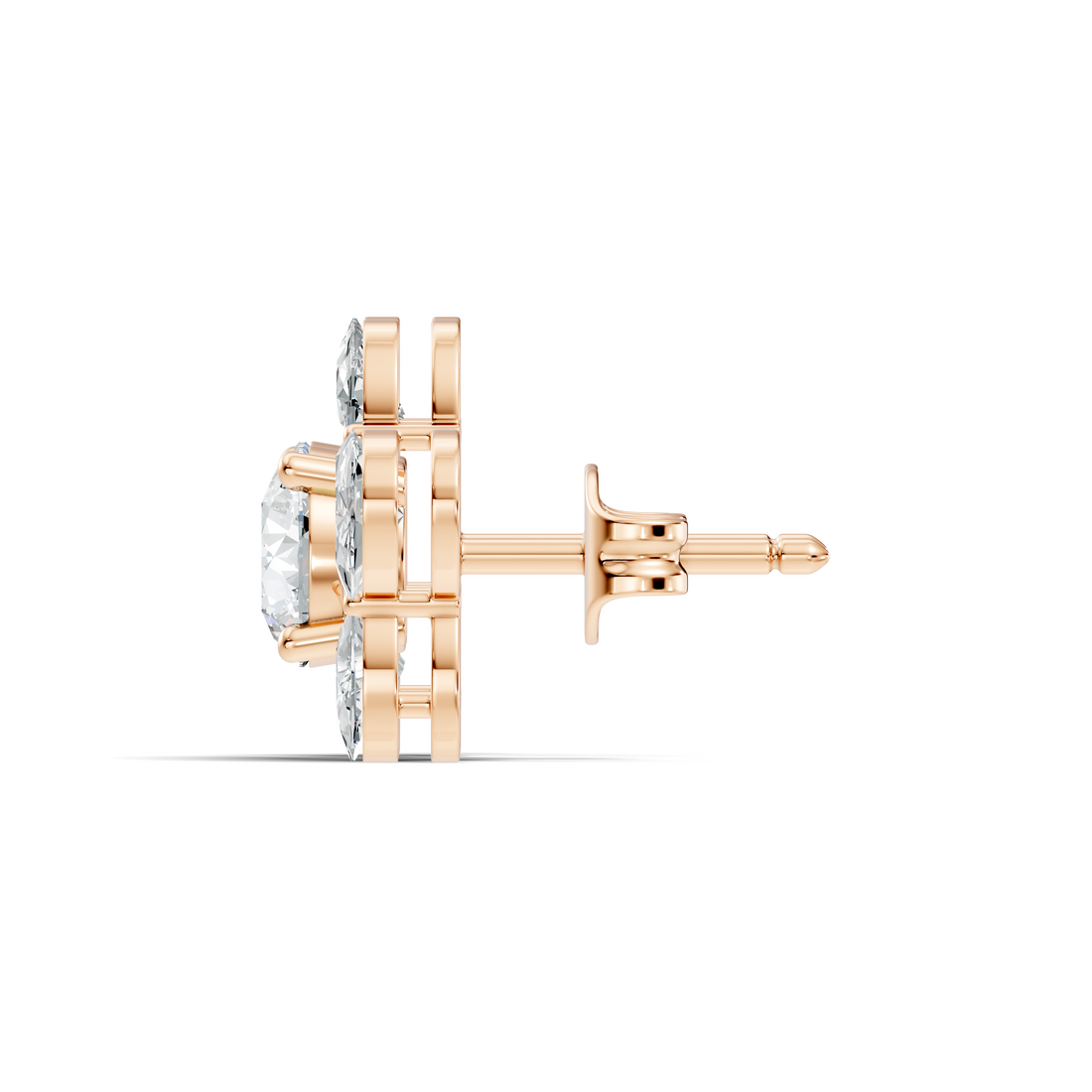 5-Petal Floral Solitaire Stud