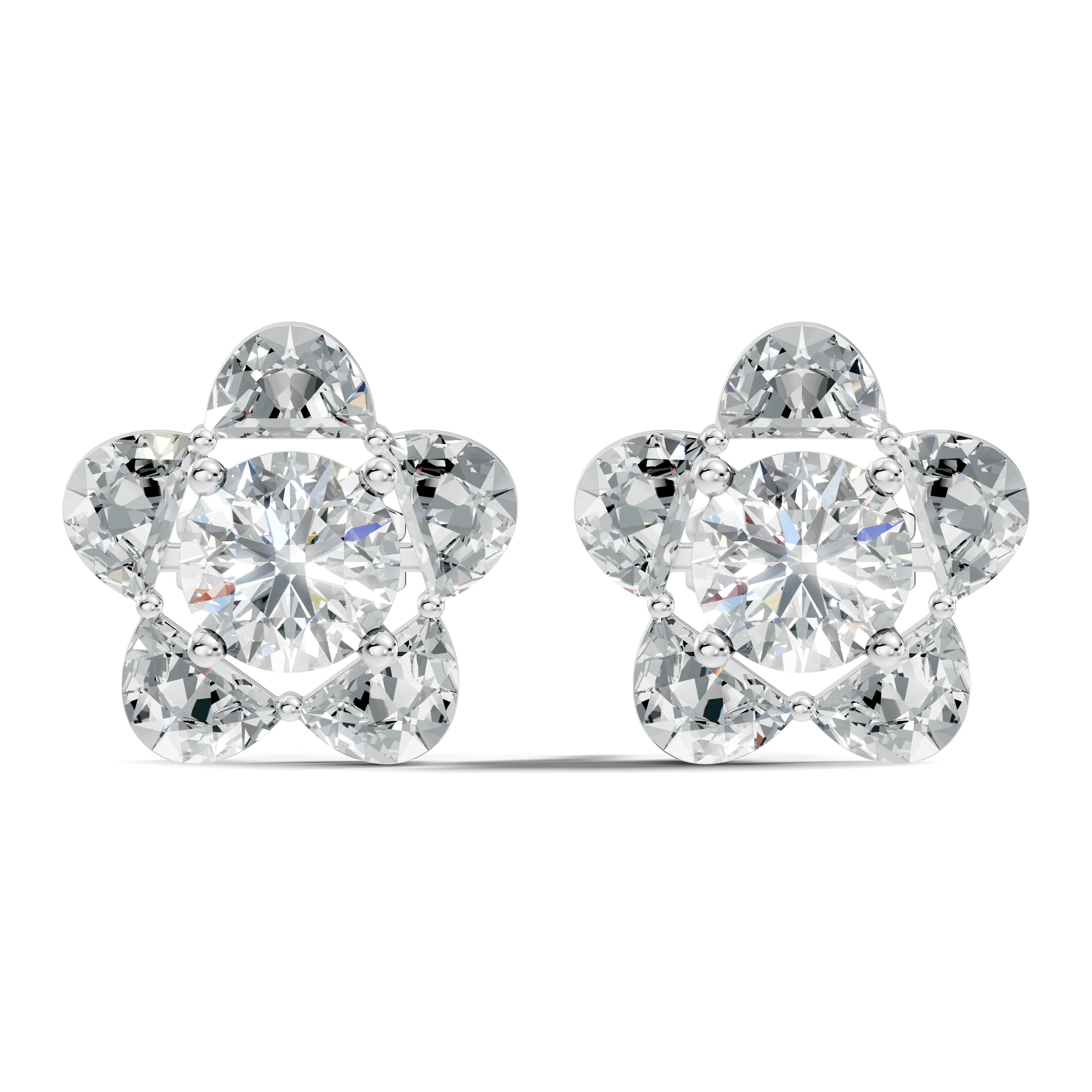 5-Petal Floral Solitaire Stud