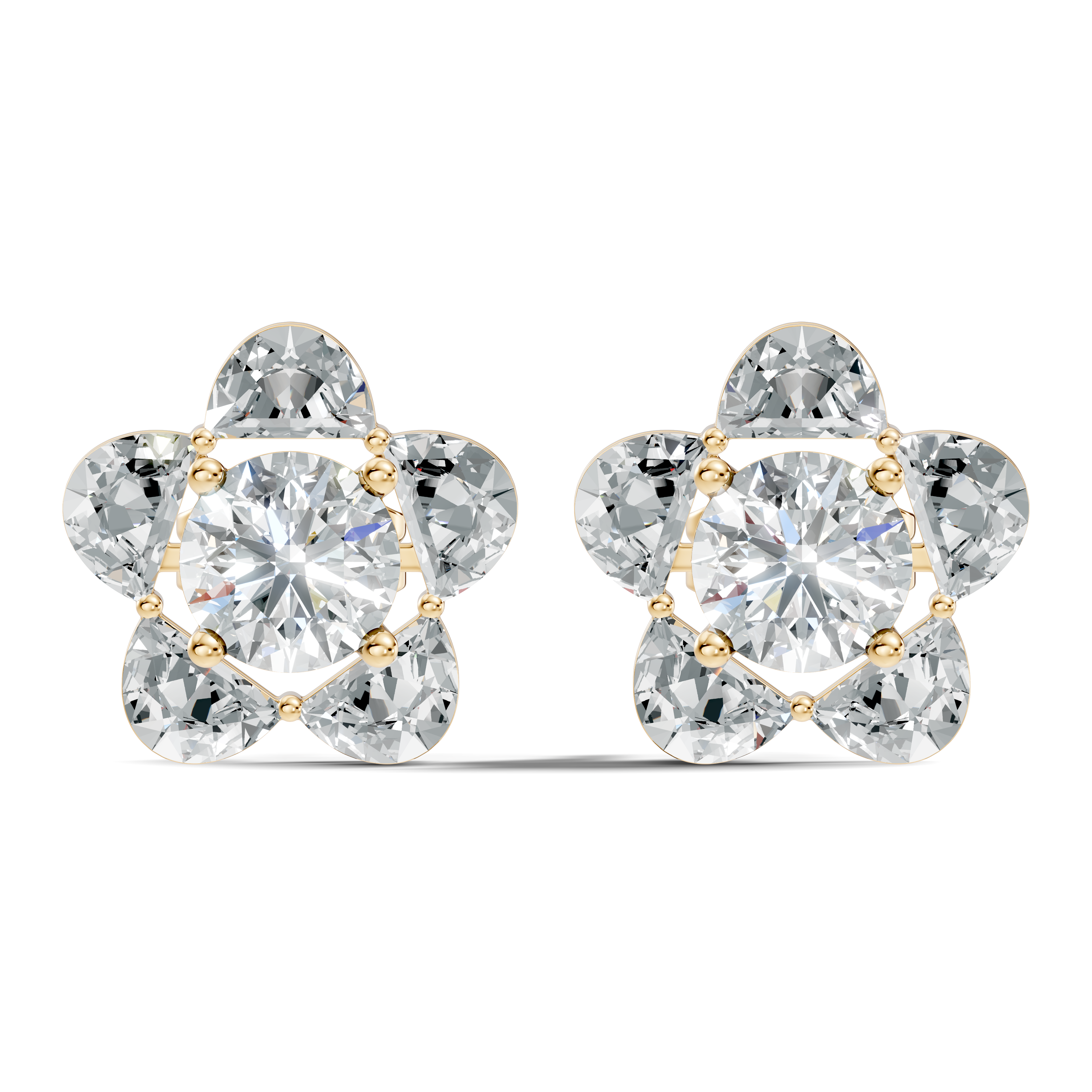 5-Petal Floral Solitaire Stud