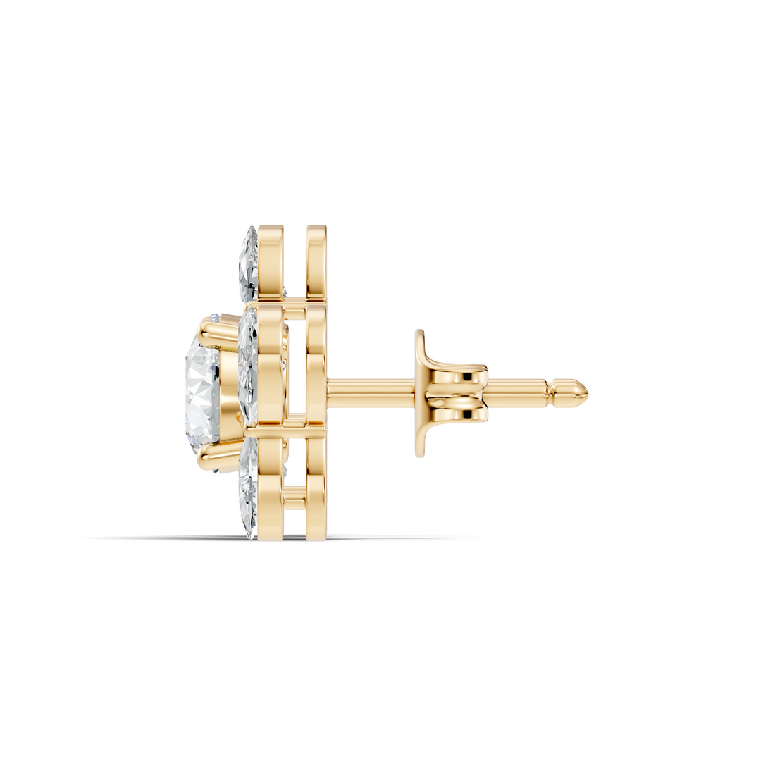 5-Petal Floral Solitaire Stud