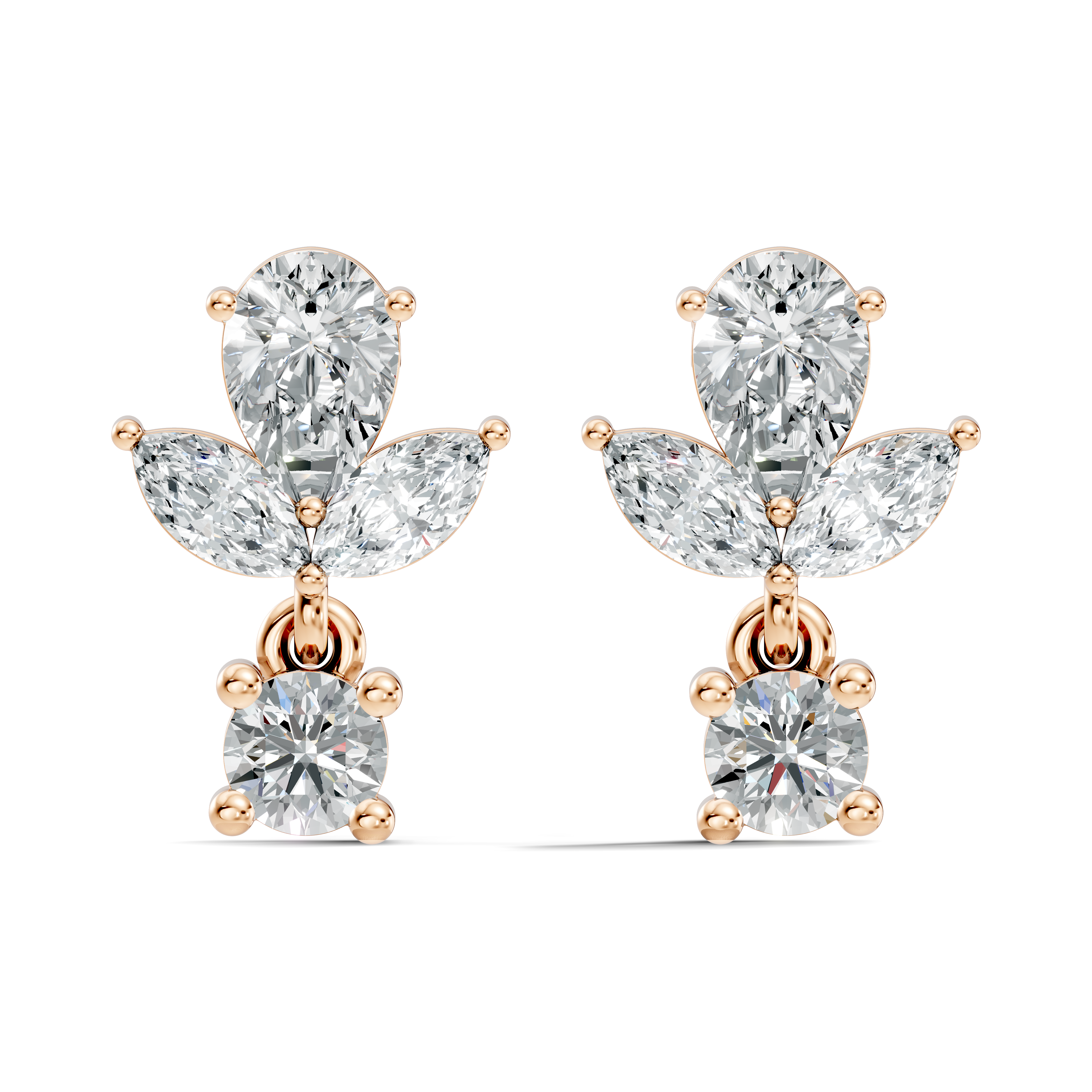 Elegant Botanical Marquise & Pear Diamond Drop