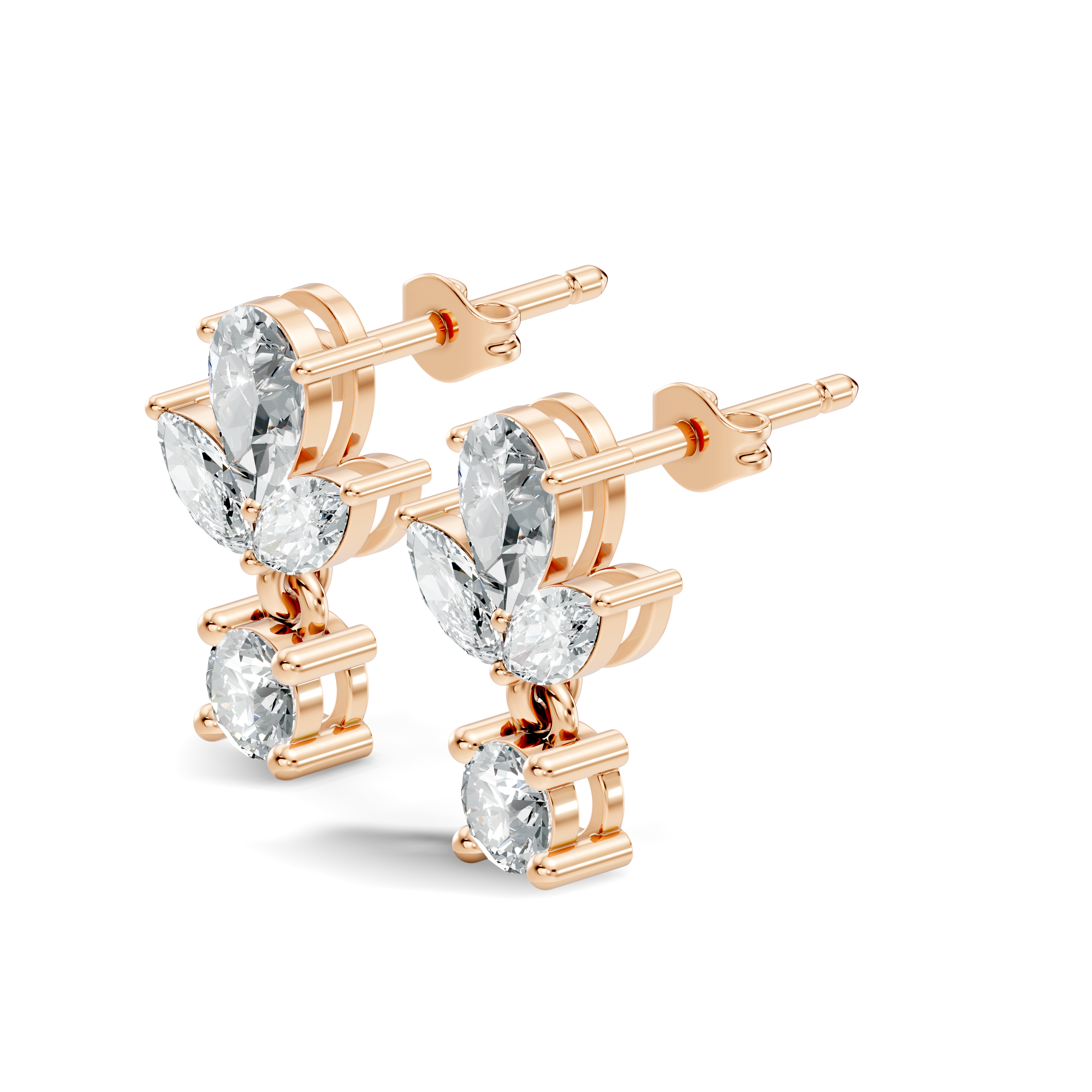 Elegant Botanical Marquise & Pear Diamond Drop
