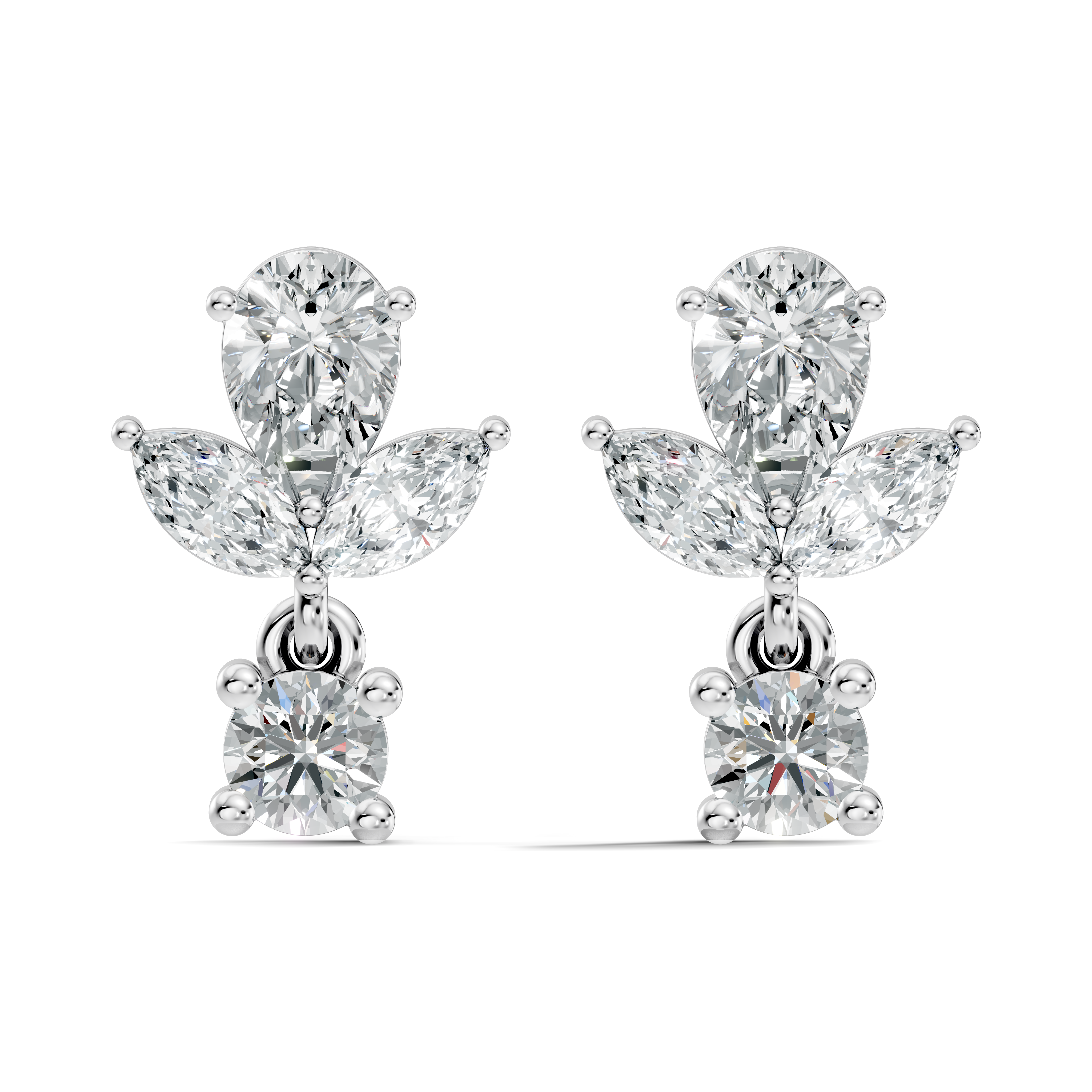 Elegant Botanical Marquise & Pear Diamond Drop