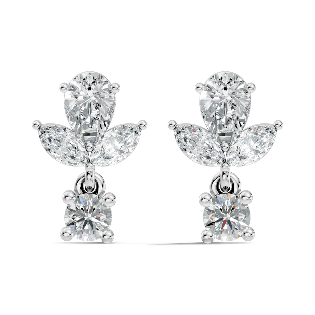 Elegant Botanical Marquise & Pear Diamond Drop
