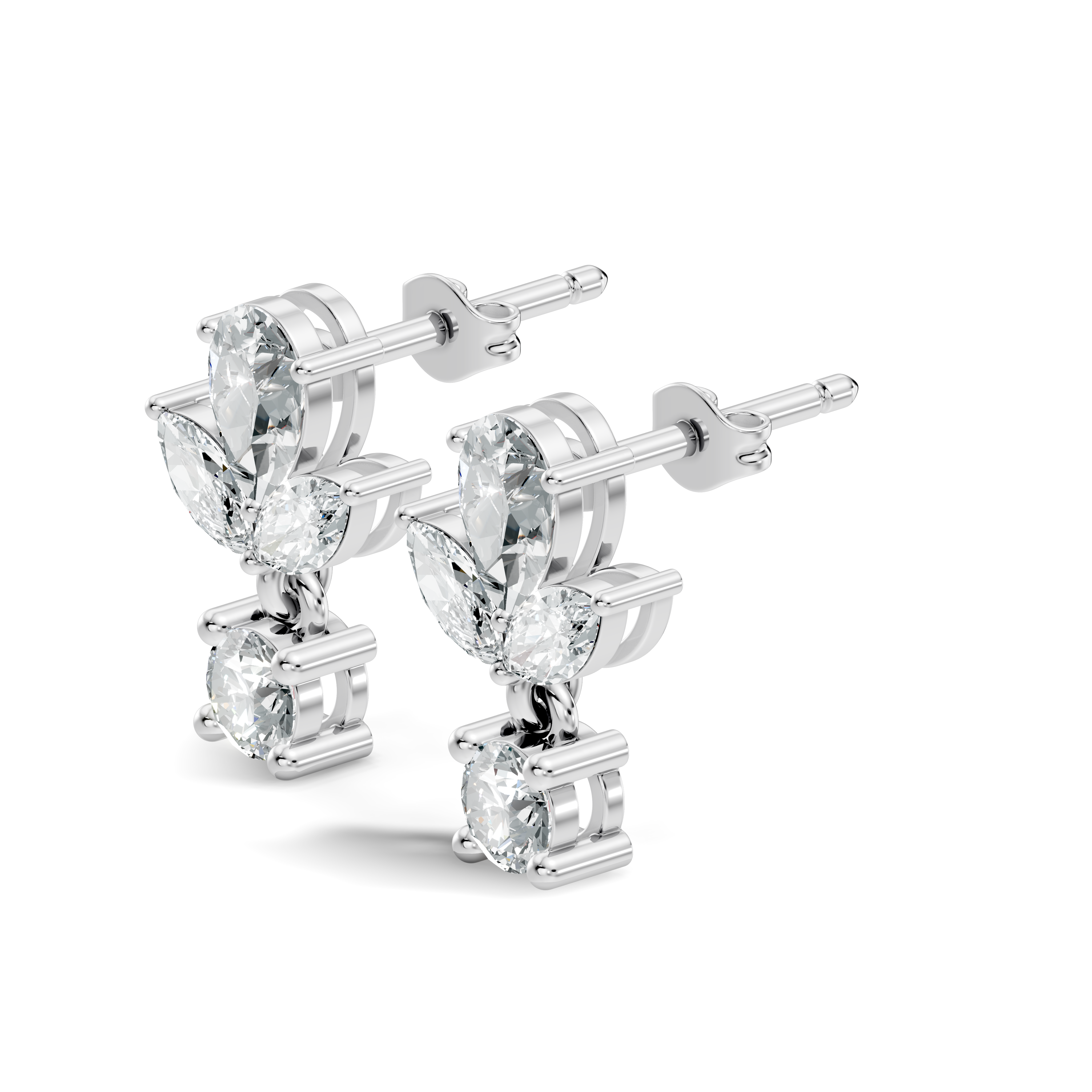 Elegant Botanical Marquise & Pear Diamond Drop