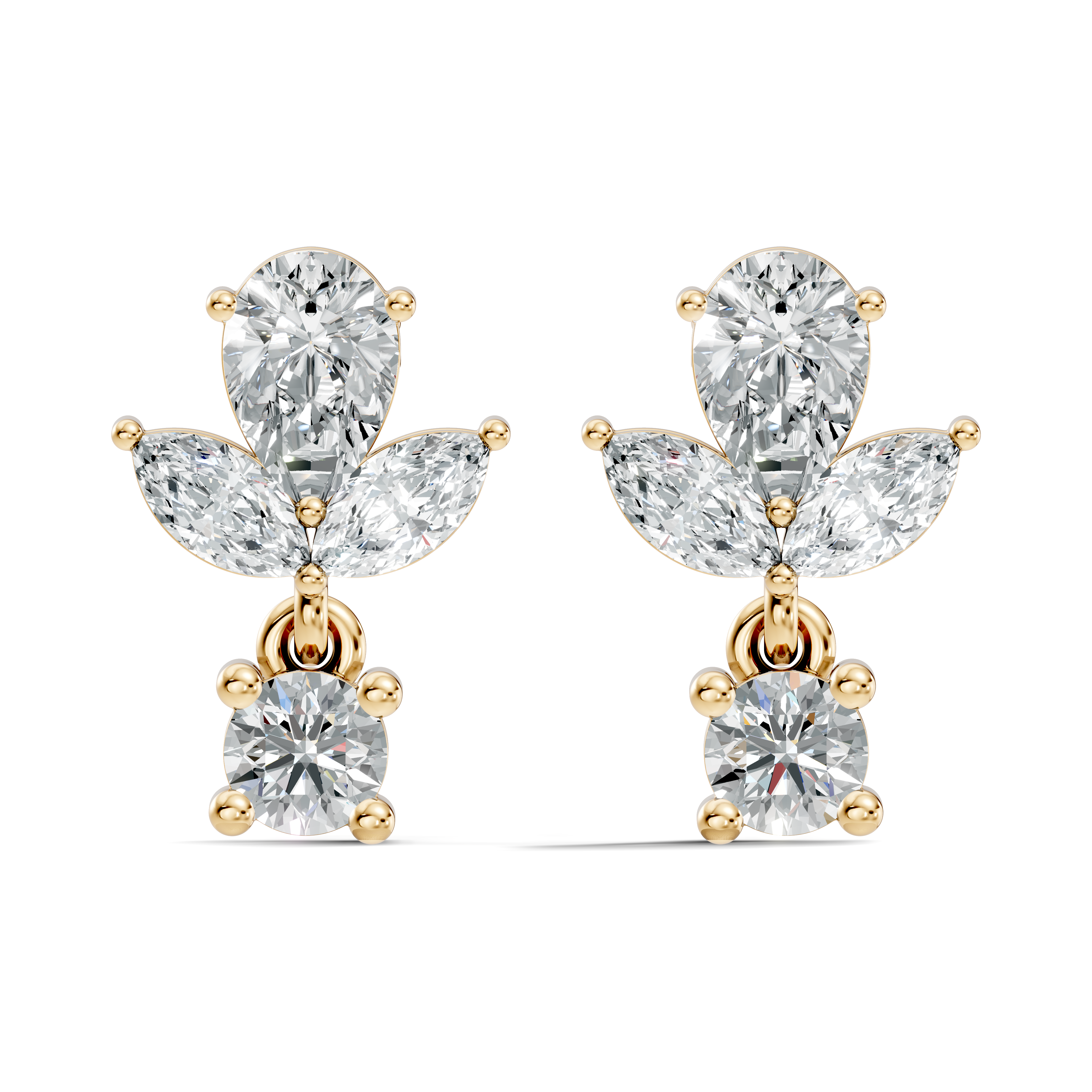 Elegant Botanical Marquise & Pear Diamond Drop