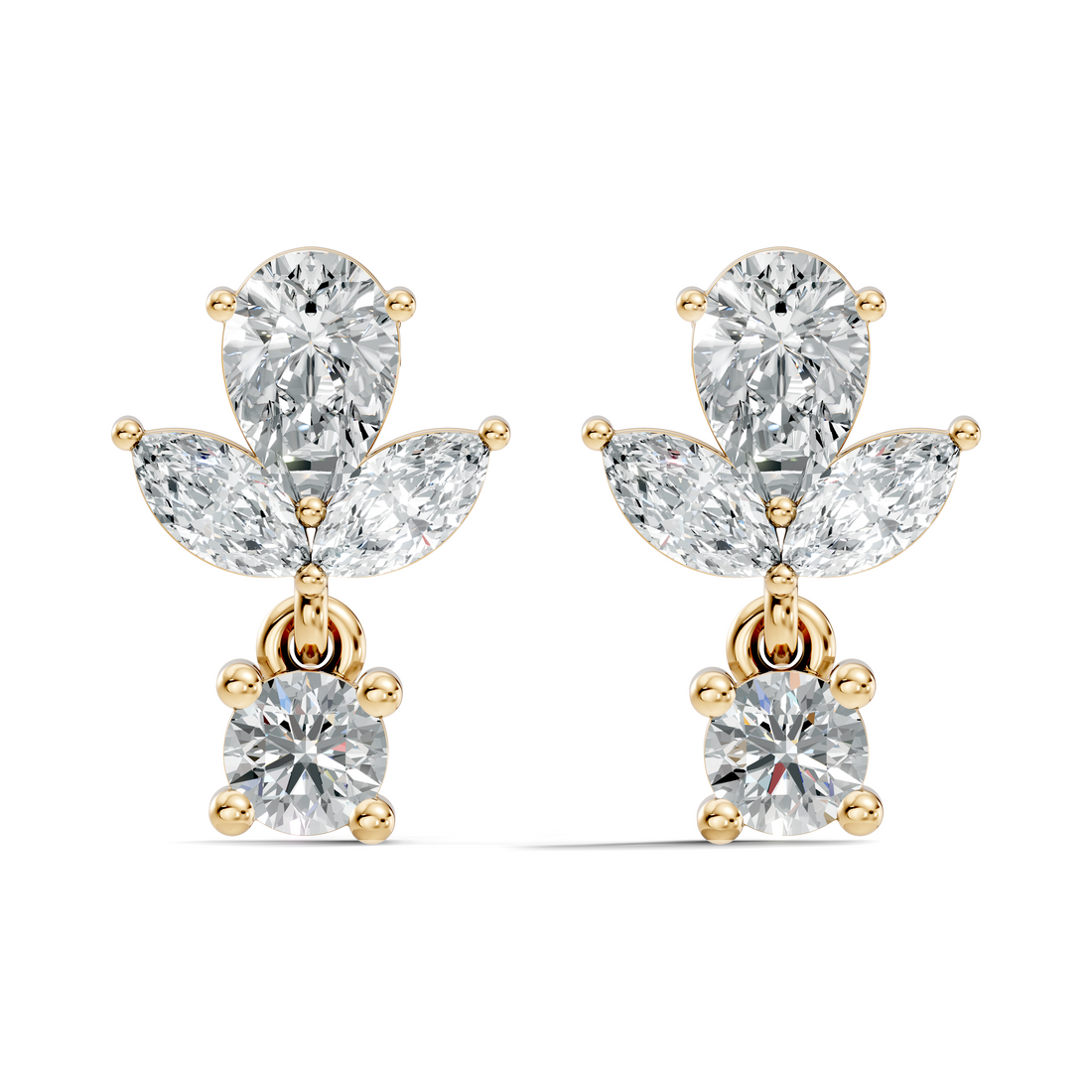 Elegant Botanical Marquise & Pear Diamond Drop
