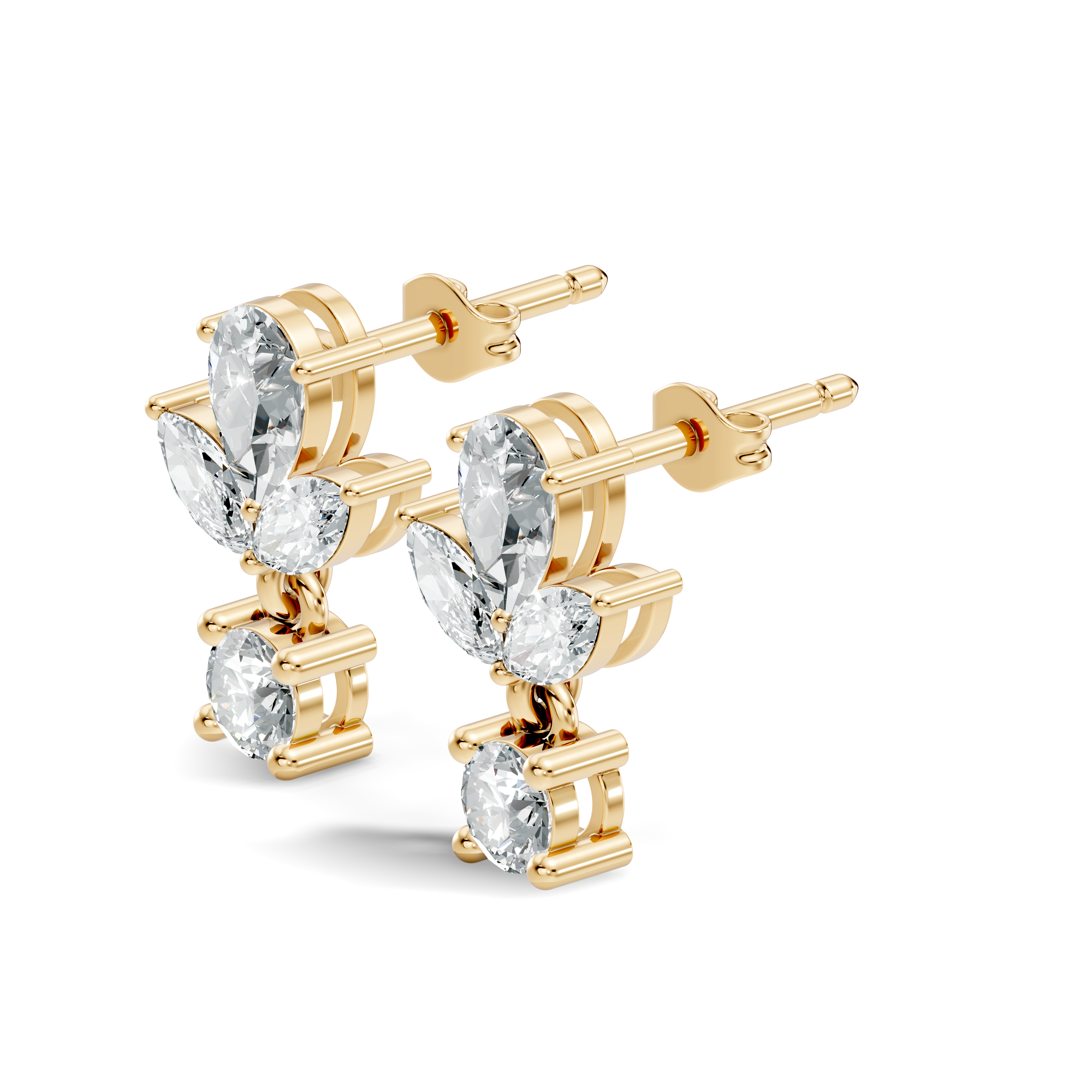 Elegant Botanical Marquise & Pear Diamond Drop