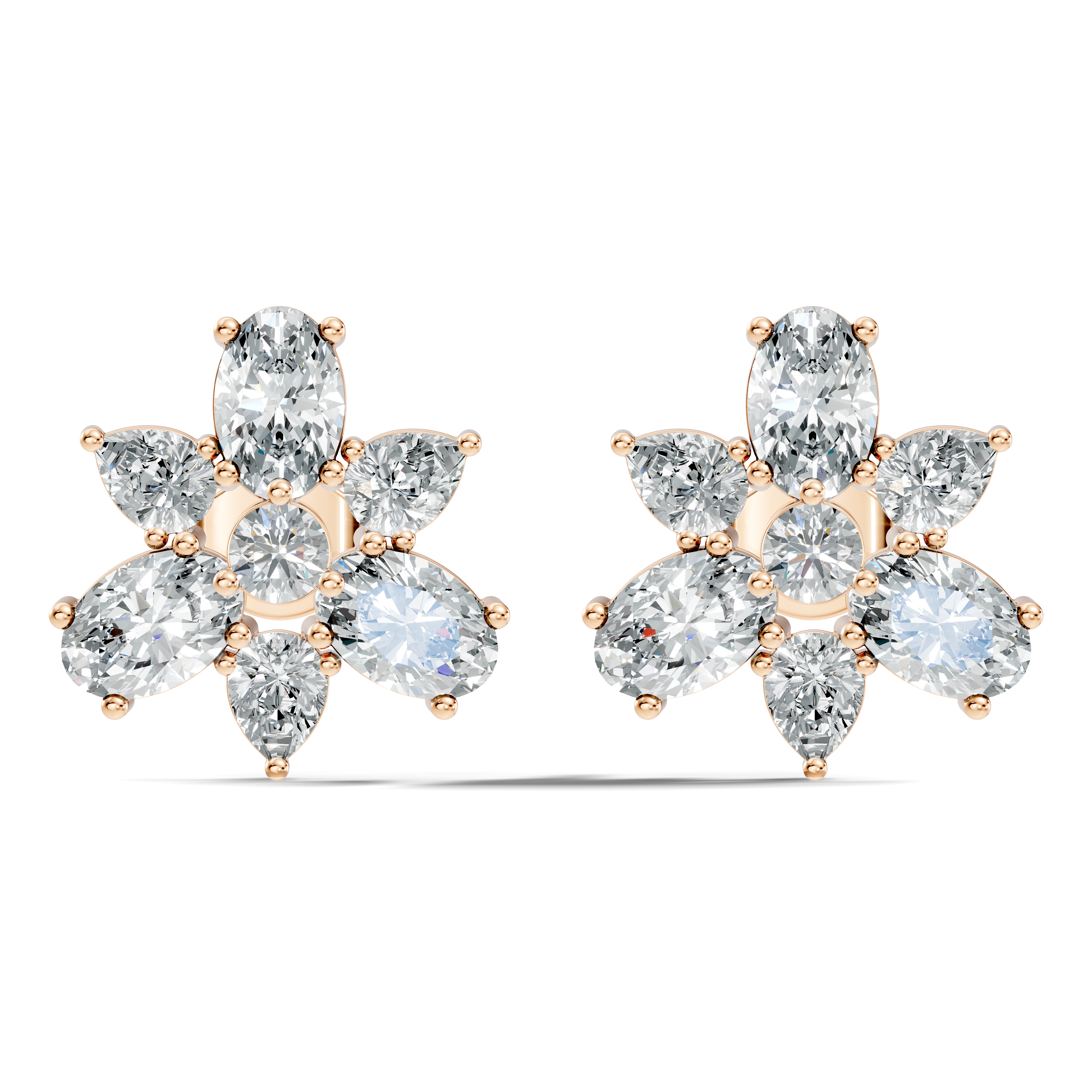 Floral Multi-Shape Diamond Cluster Stud