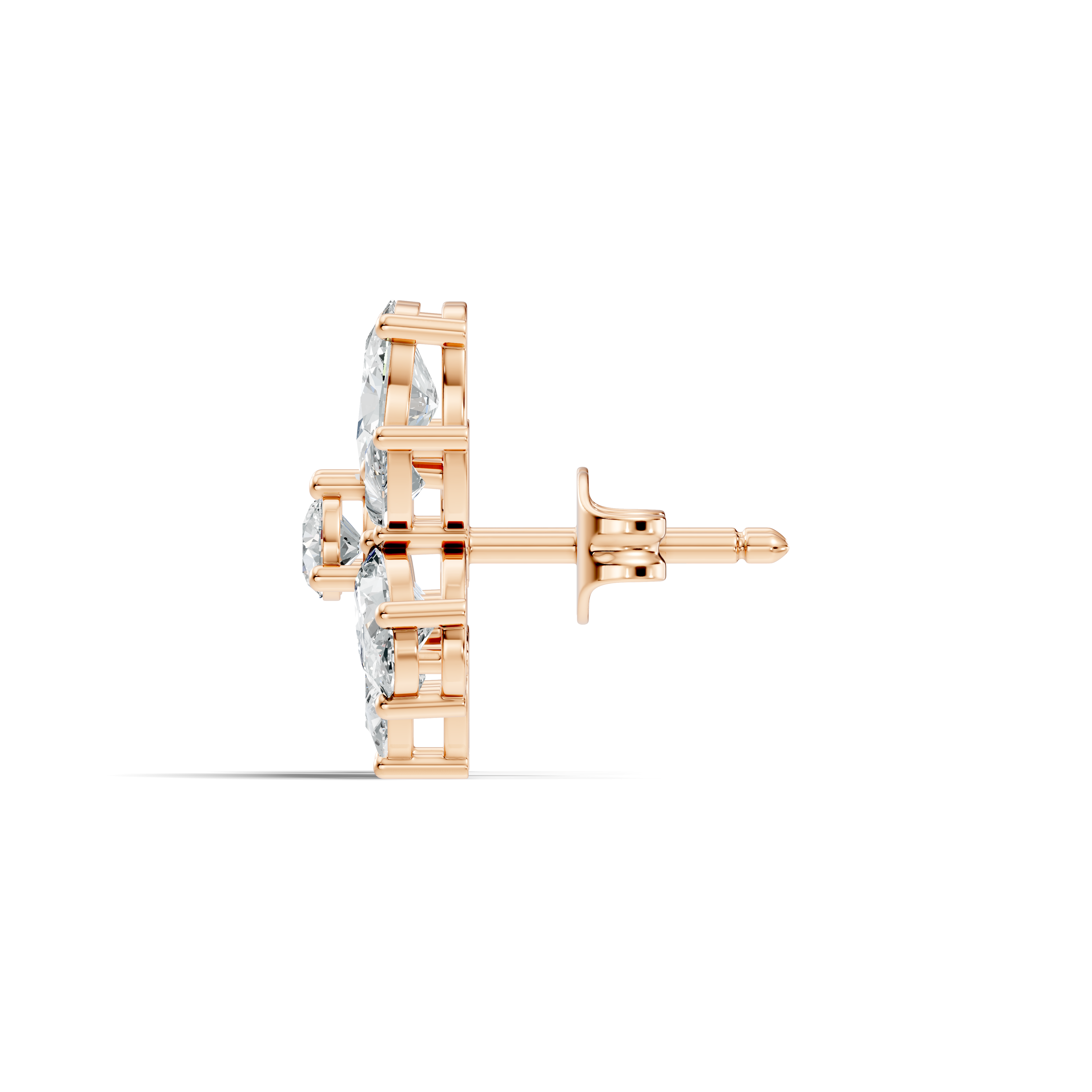 Floral Multi-Shape Diamond Cluster Stud