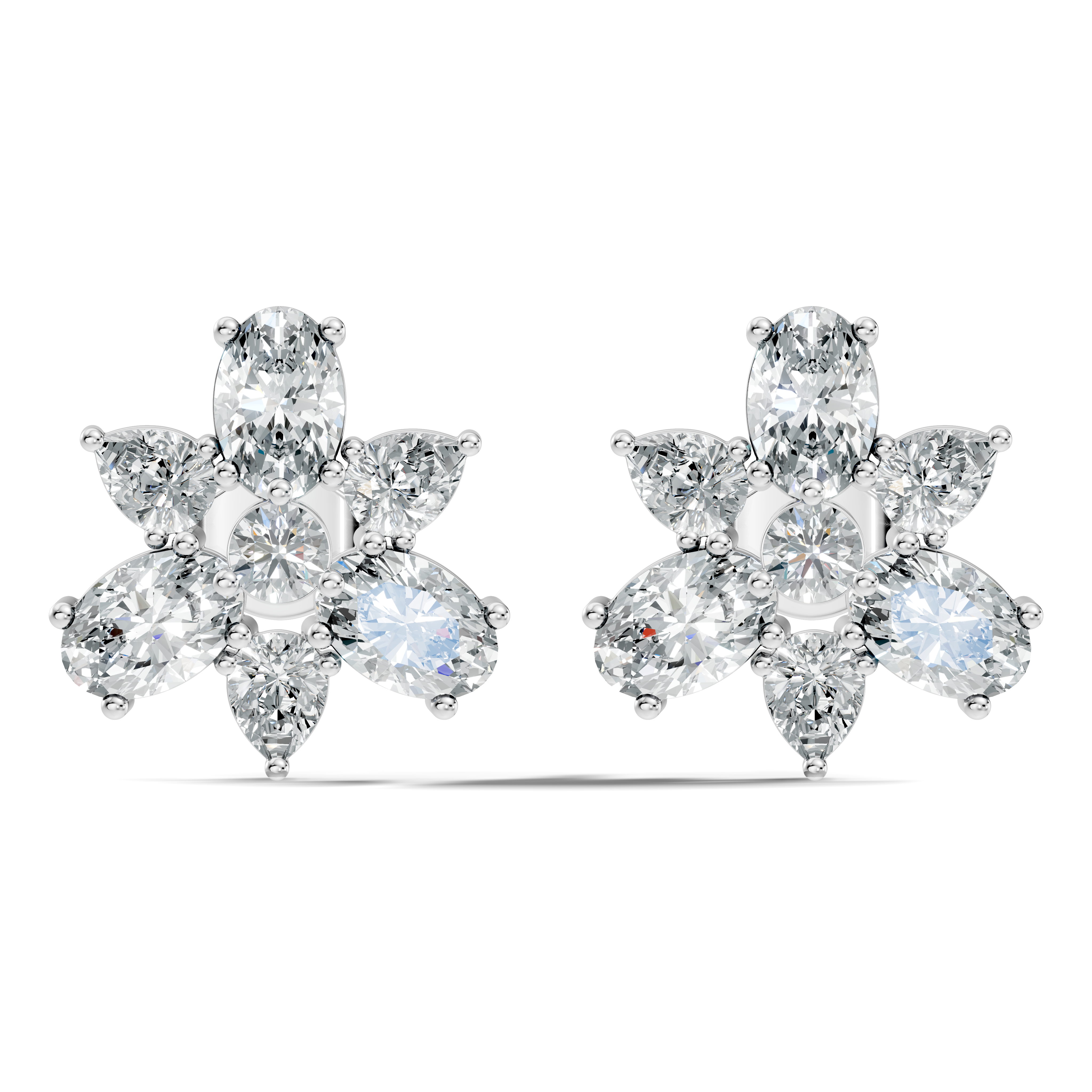 Floral Multi-Shape Diamond Cluster Stud