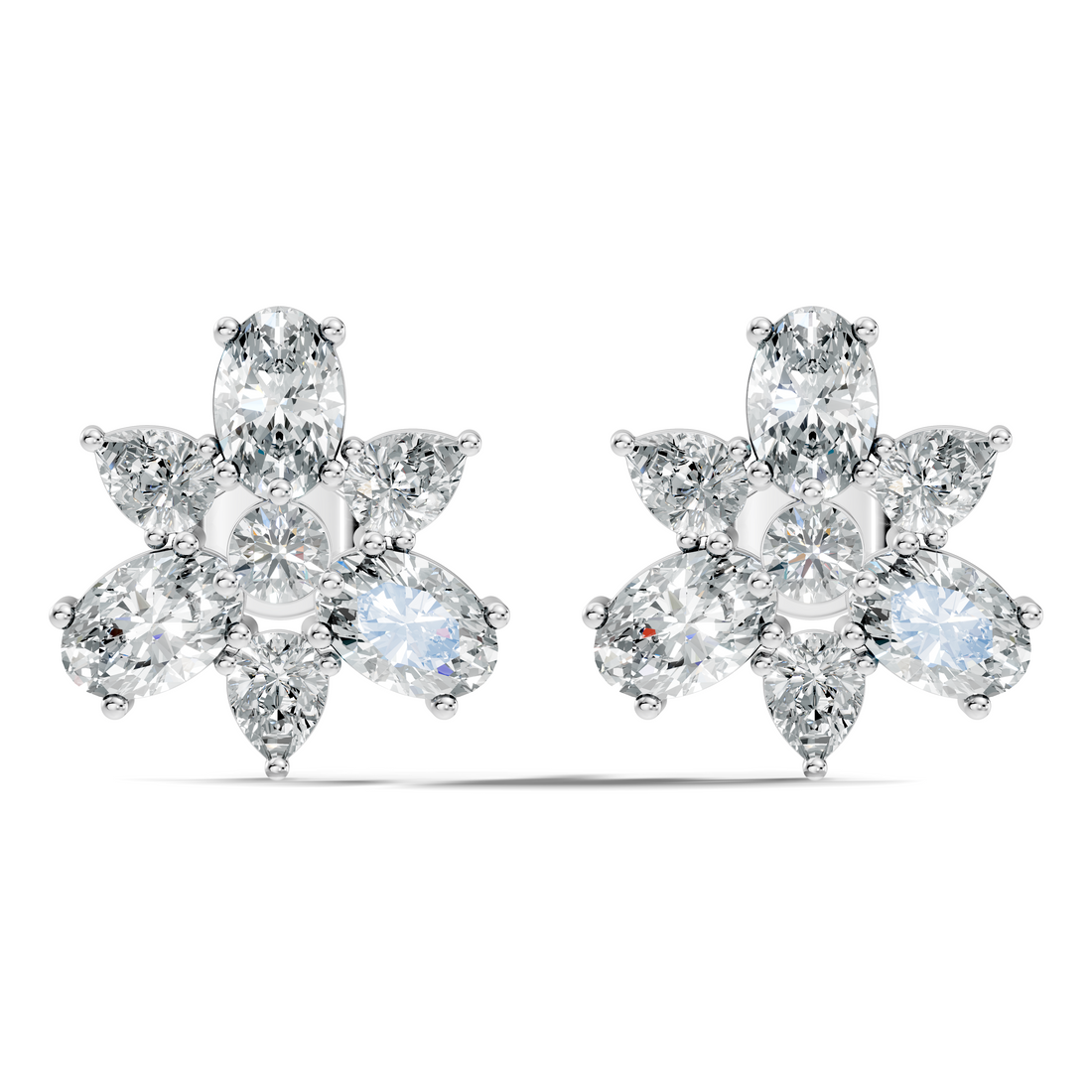 Floral Multi-Shape Diamond Cluster Stud