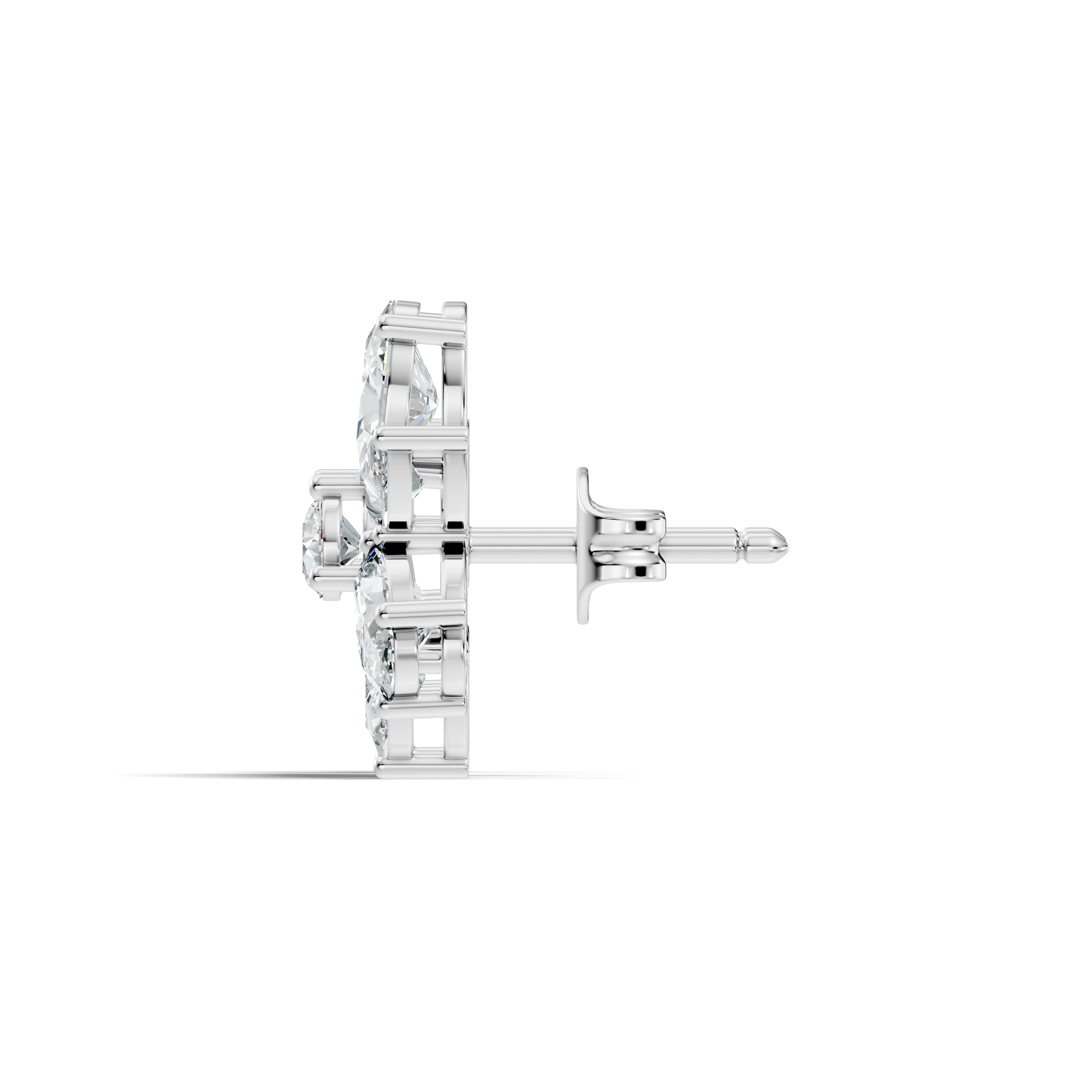 Floral Multi-Shape Diamond Cluster Stud