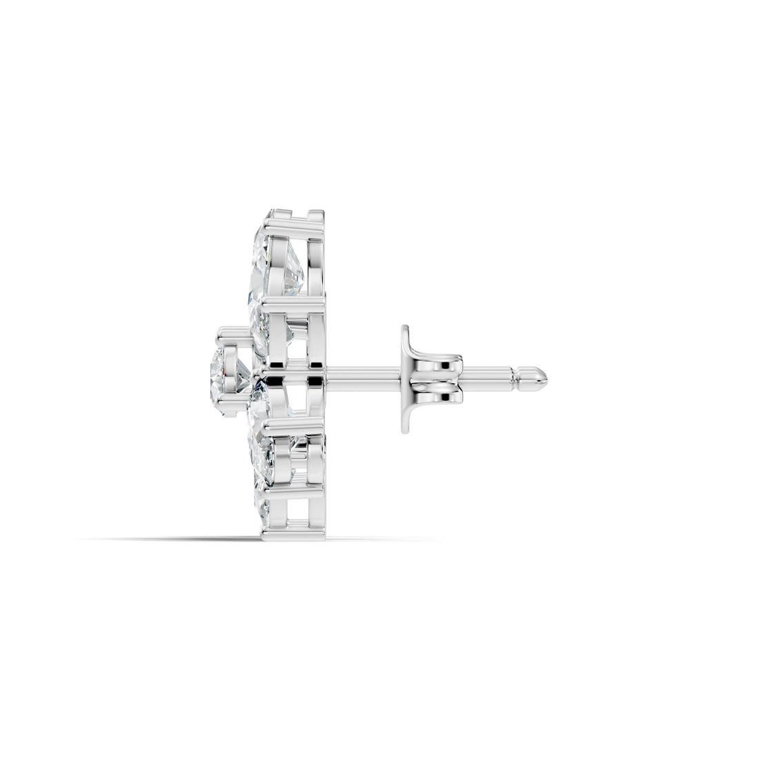 Floral Multi-Shape Diamond Cluster Stud