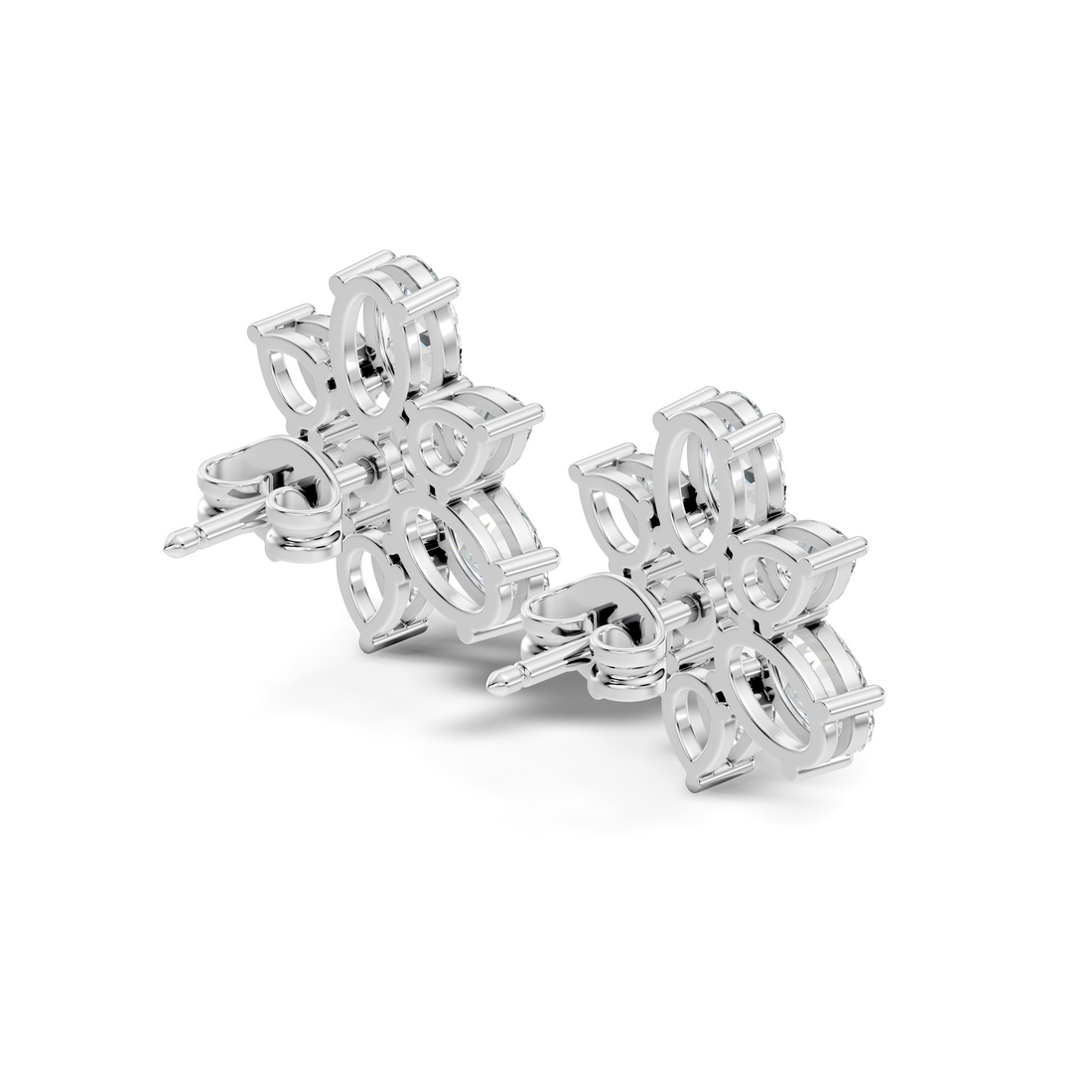 Floral Multi-Shape Diamond Cluster Stud