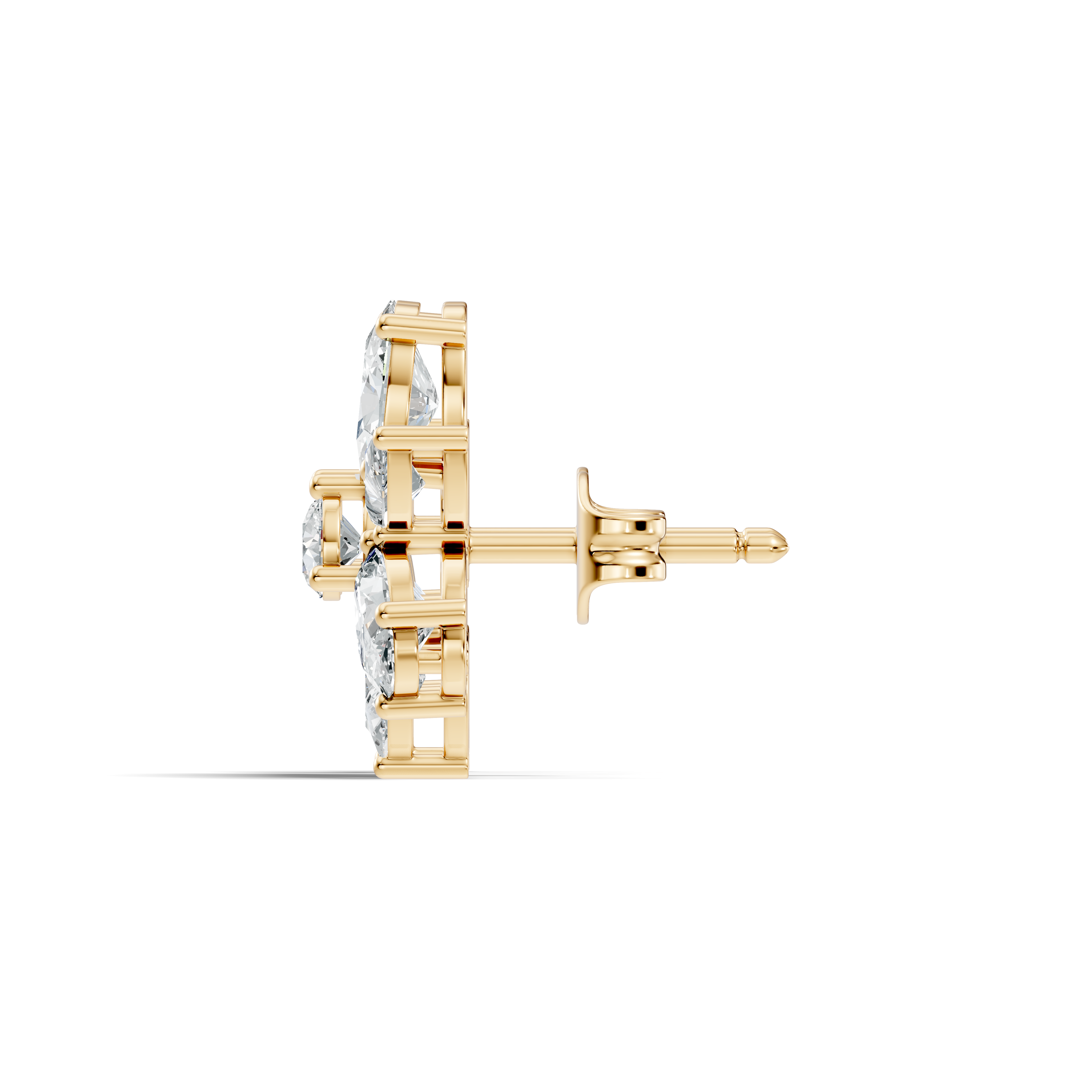 Floral Multi-Shape Diamond Cluster Stud
