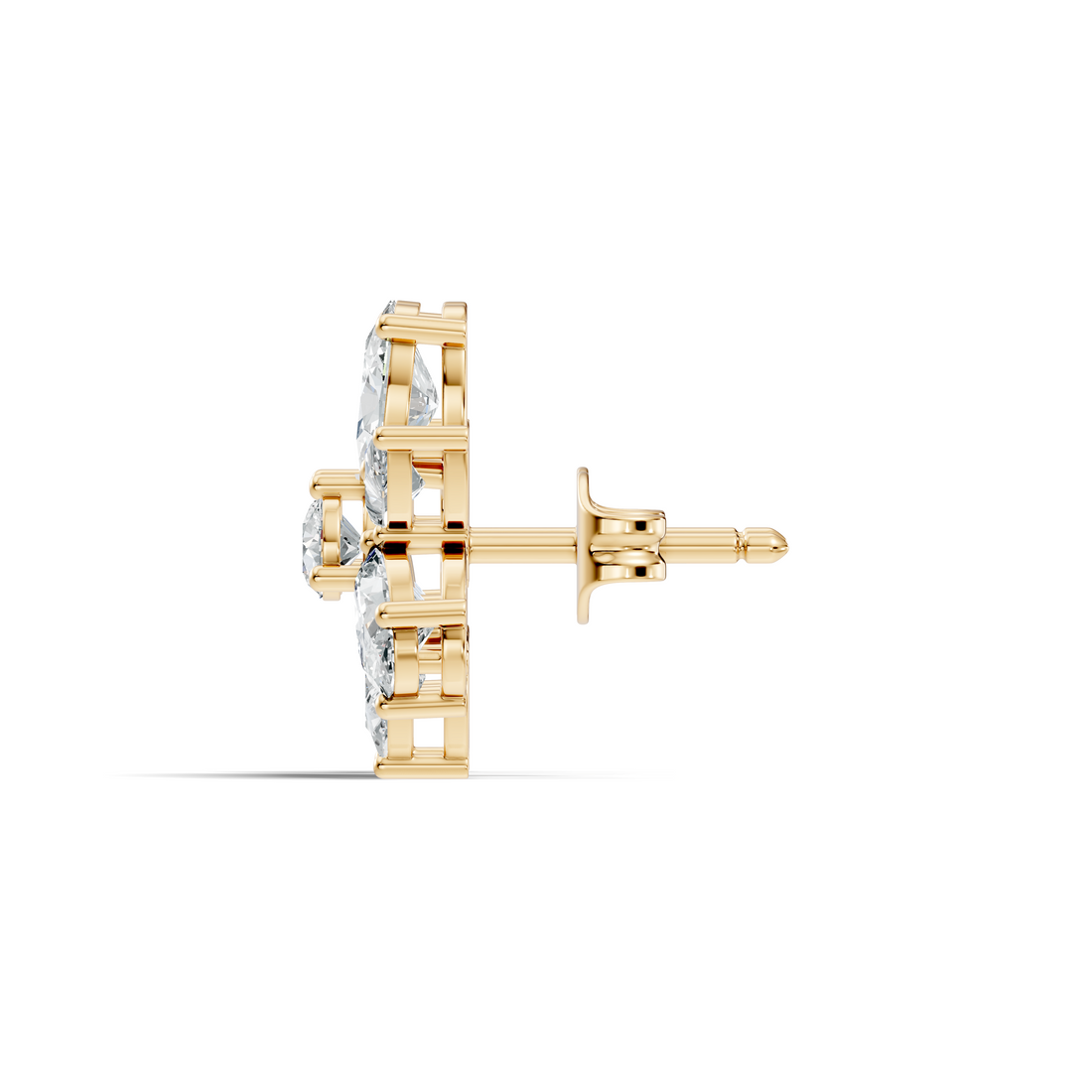 Floral Multi-Shape Diamond Cluster Stud