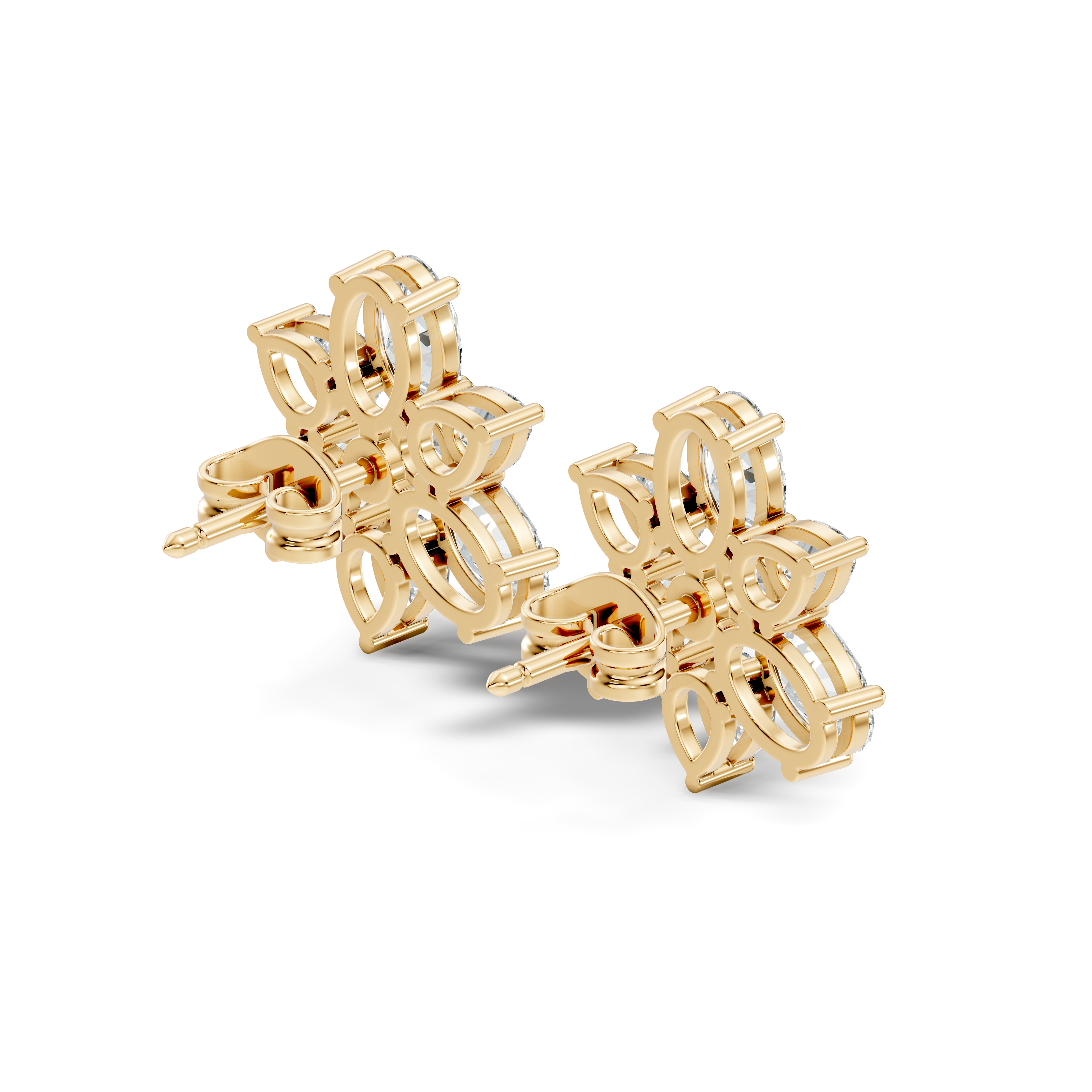 Floral Multi-Shape Diamond Cluster Stud