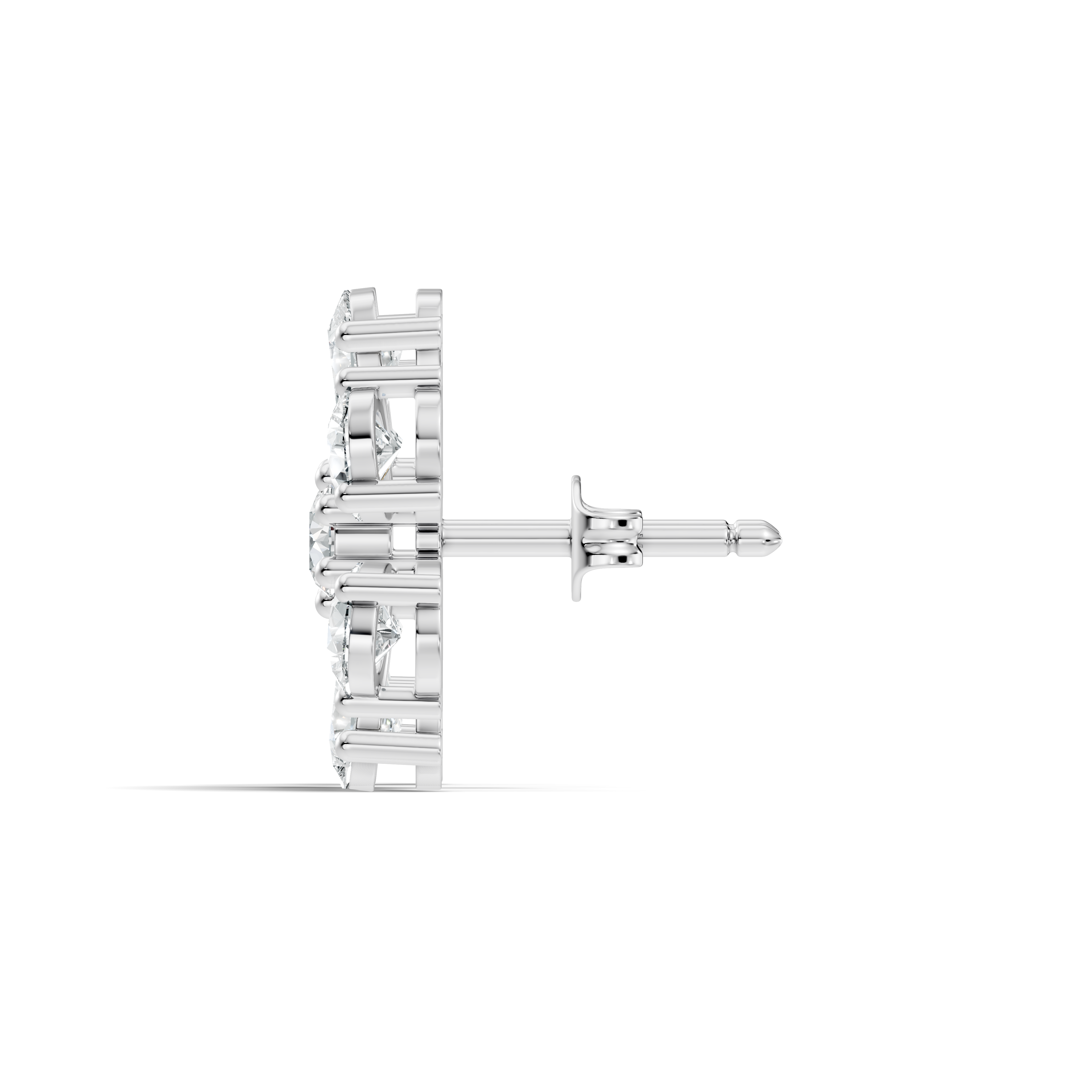 Pear & Round Diamond Floral Blossom Cluster Stud