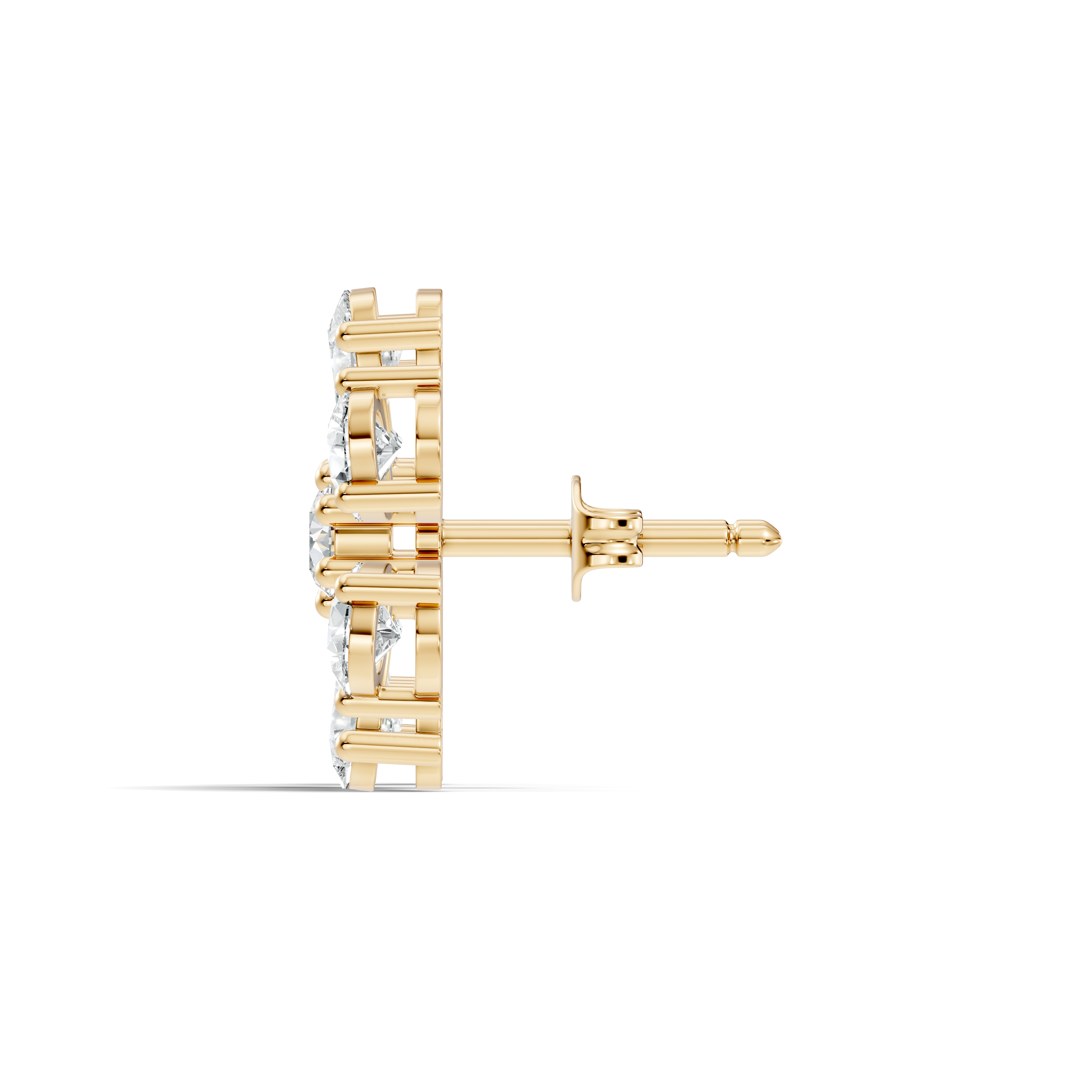 Pear & Round Diamond Floral Blossom Cluster Stud