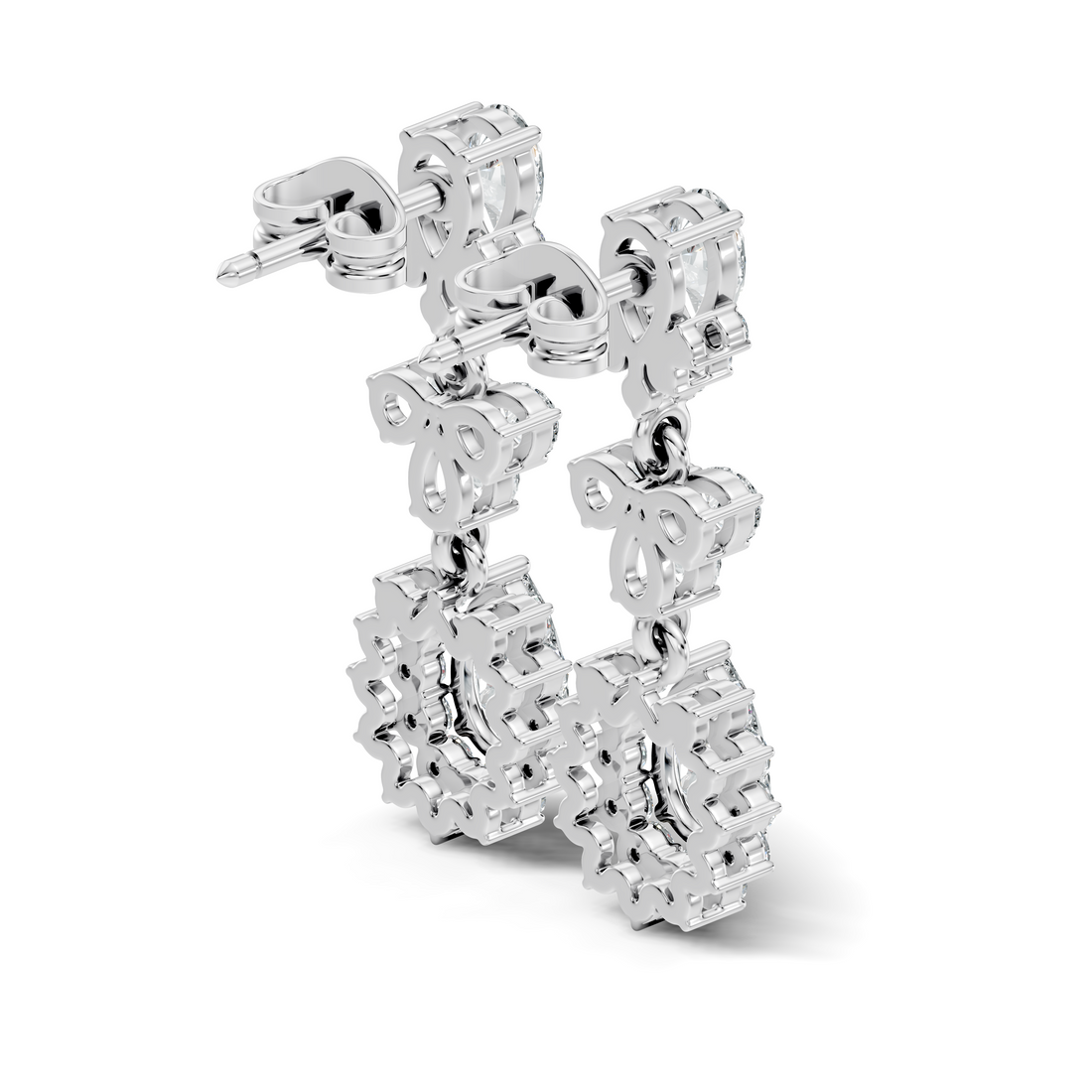Pear & Oval Halo Diamond Articulated Drop Earrings