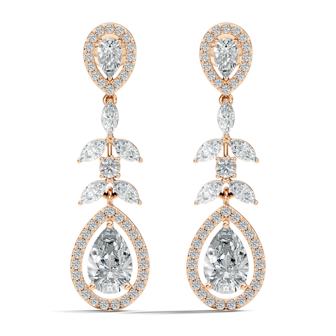 Pear Diamond Vine Drop Earrings