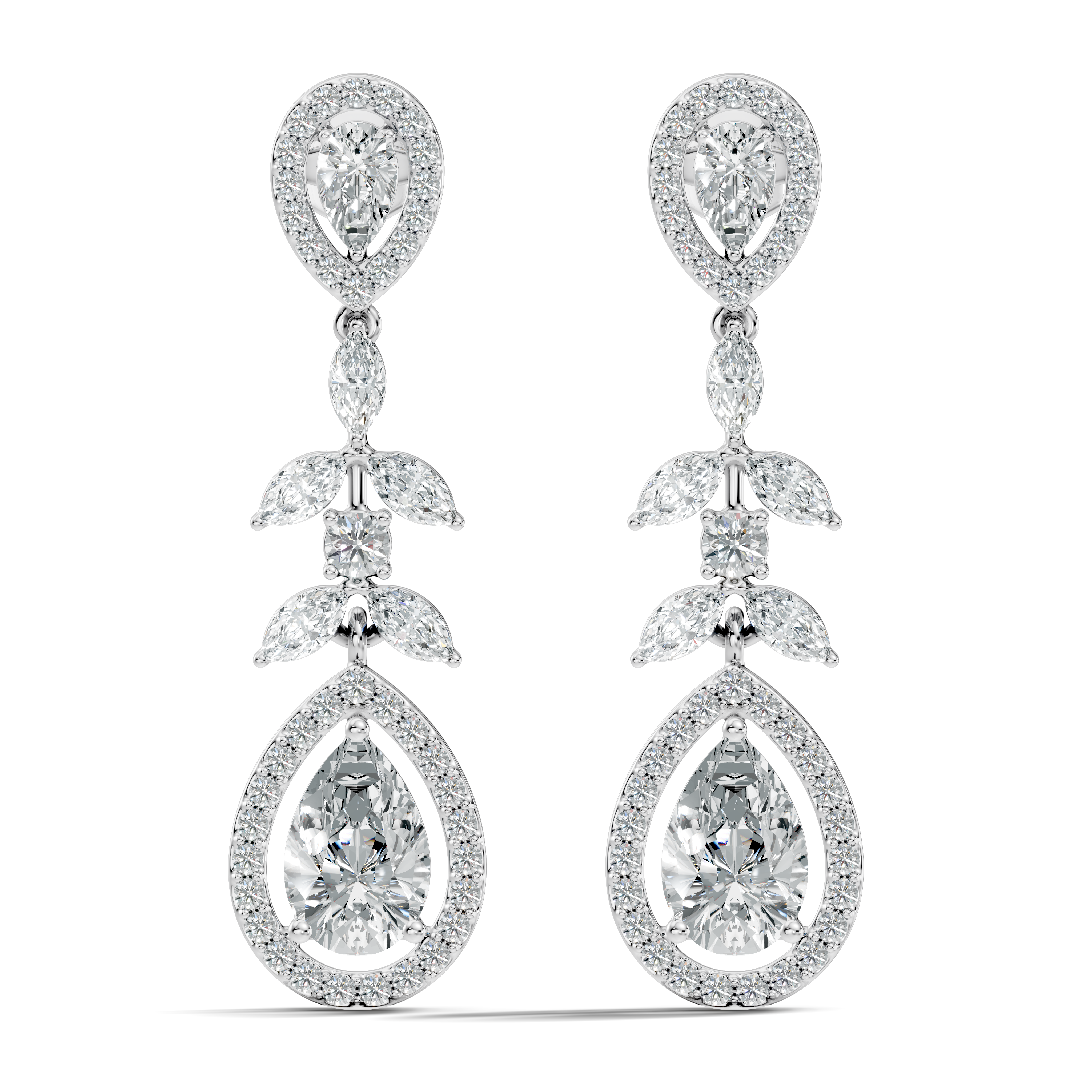 Pear Diamond Vine Drop Earrings