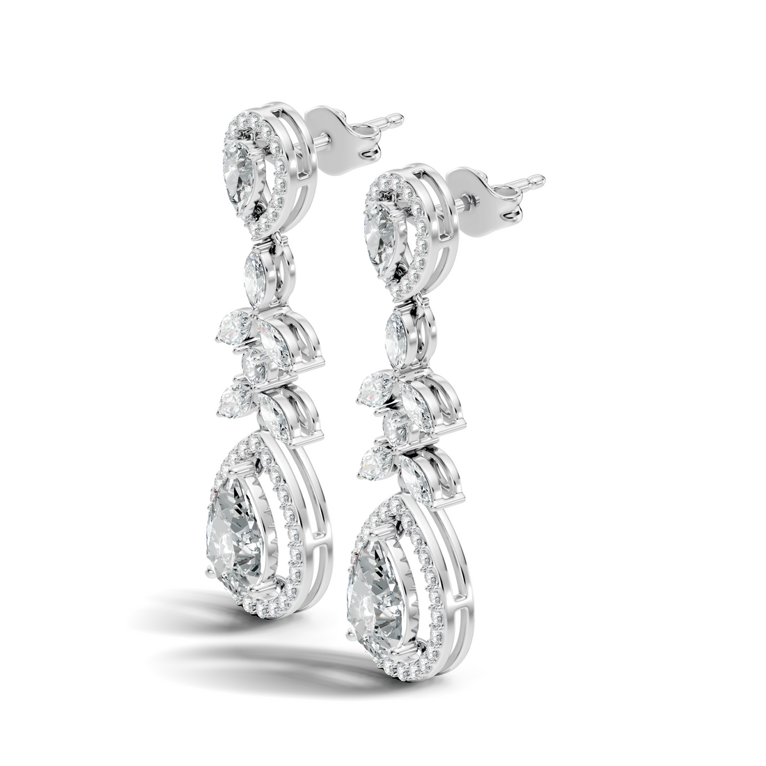 Pear Diamond Vine Drop Earrings