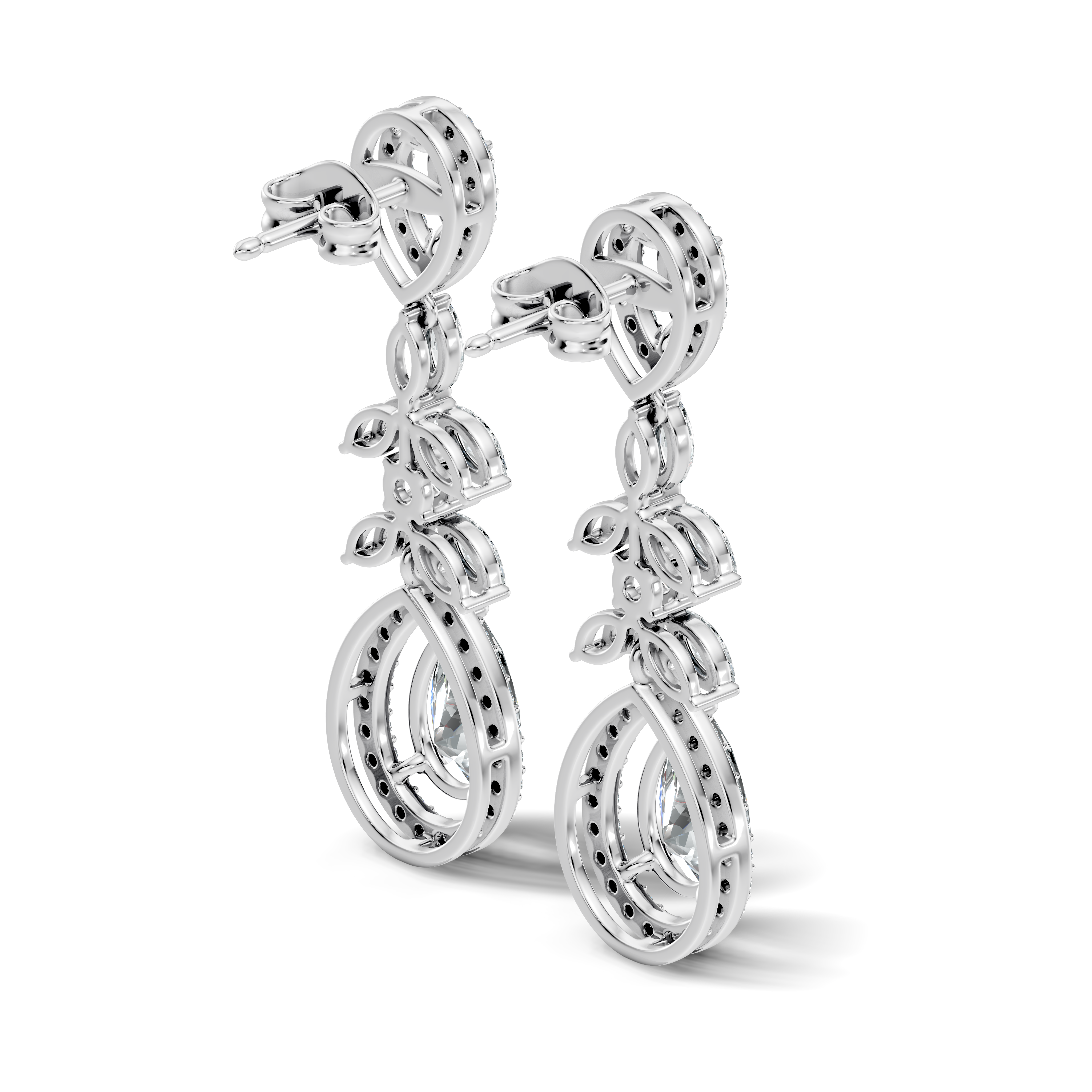Pear Diamond Vine Drop Earrings