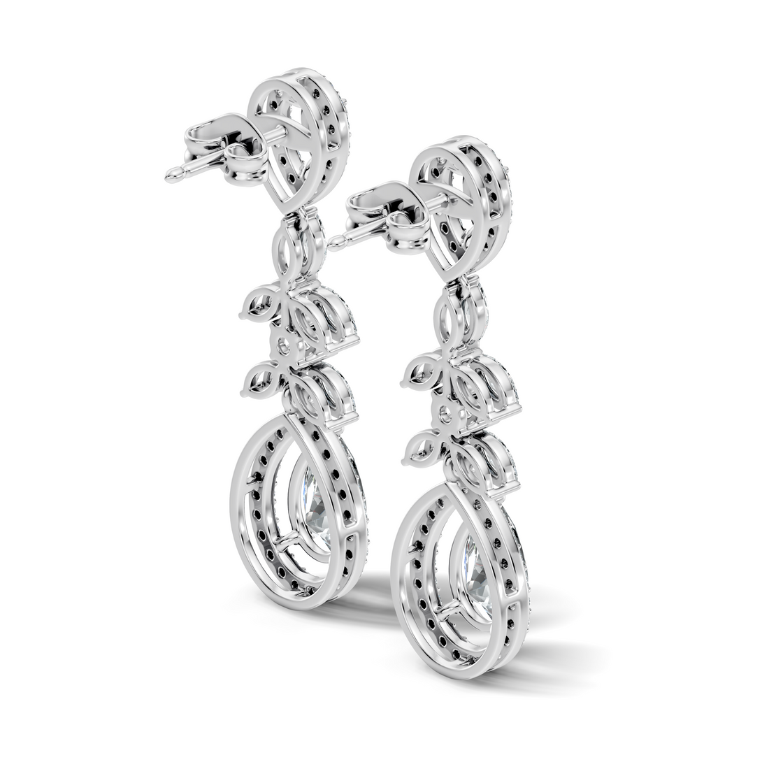 Pear Diamond Vine Drop Earrings
