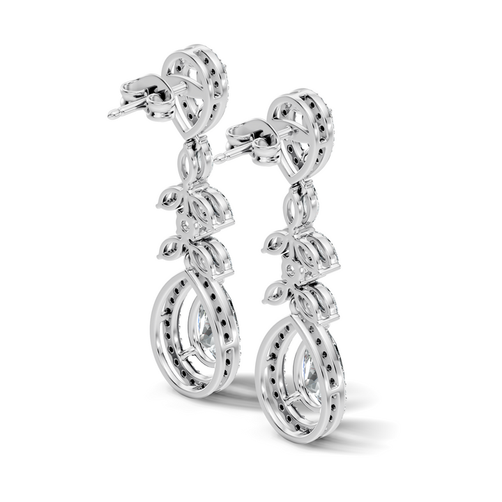 Pear Diamond Vine Drop Earrings