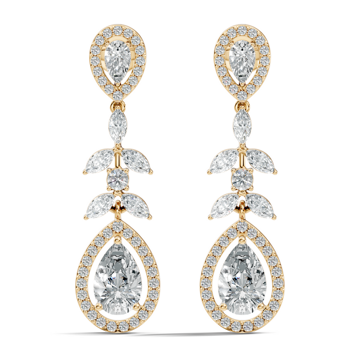 Pear Diamond Vine Drop Earrings