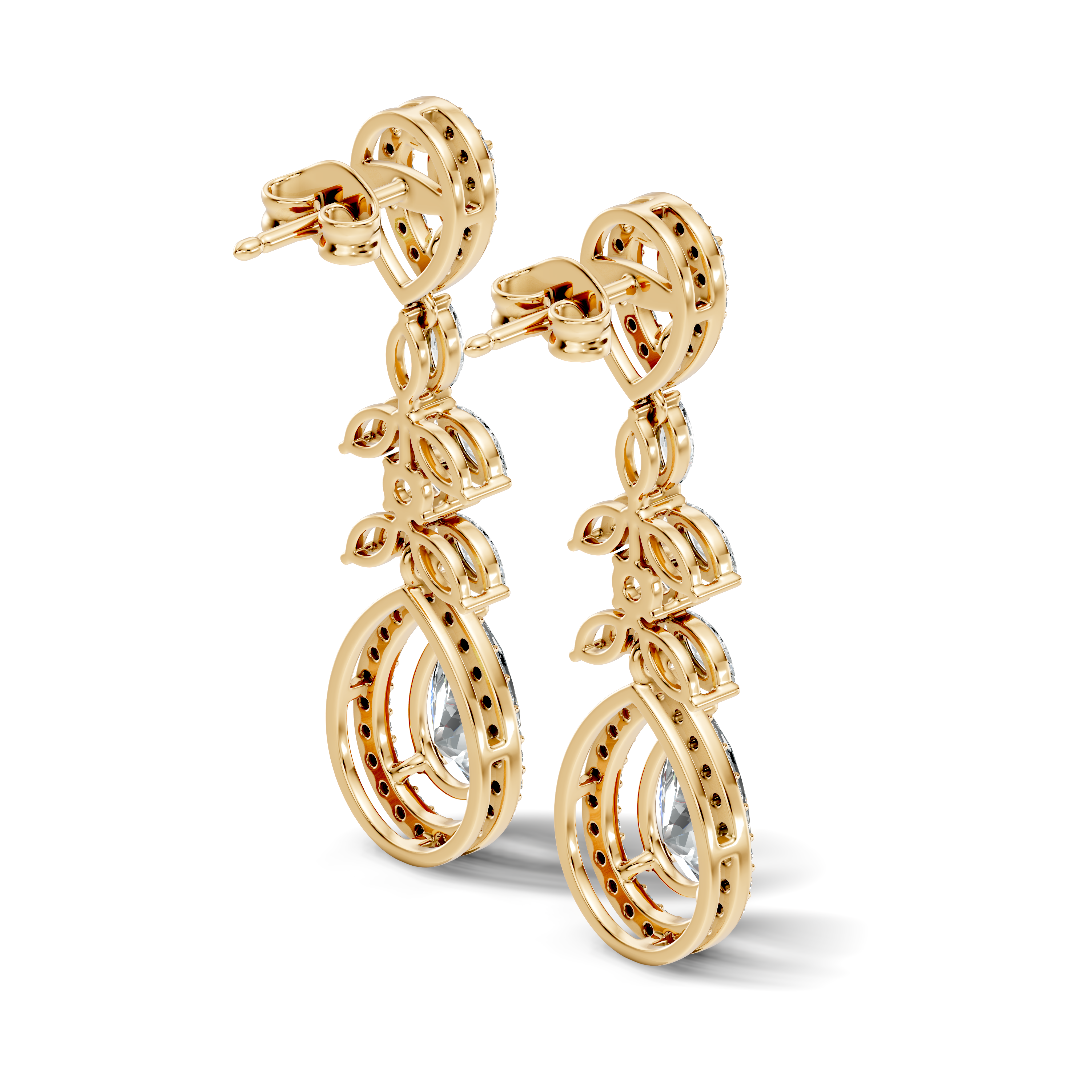 Pear Diamond Vine Drop Earrings