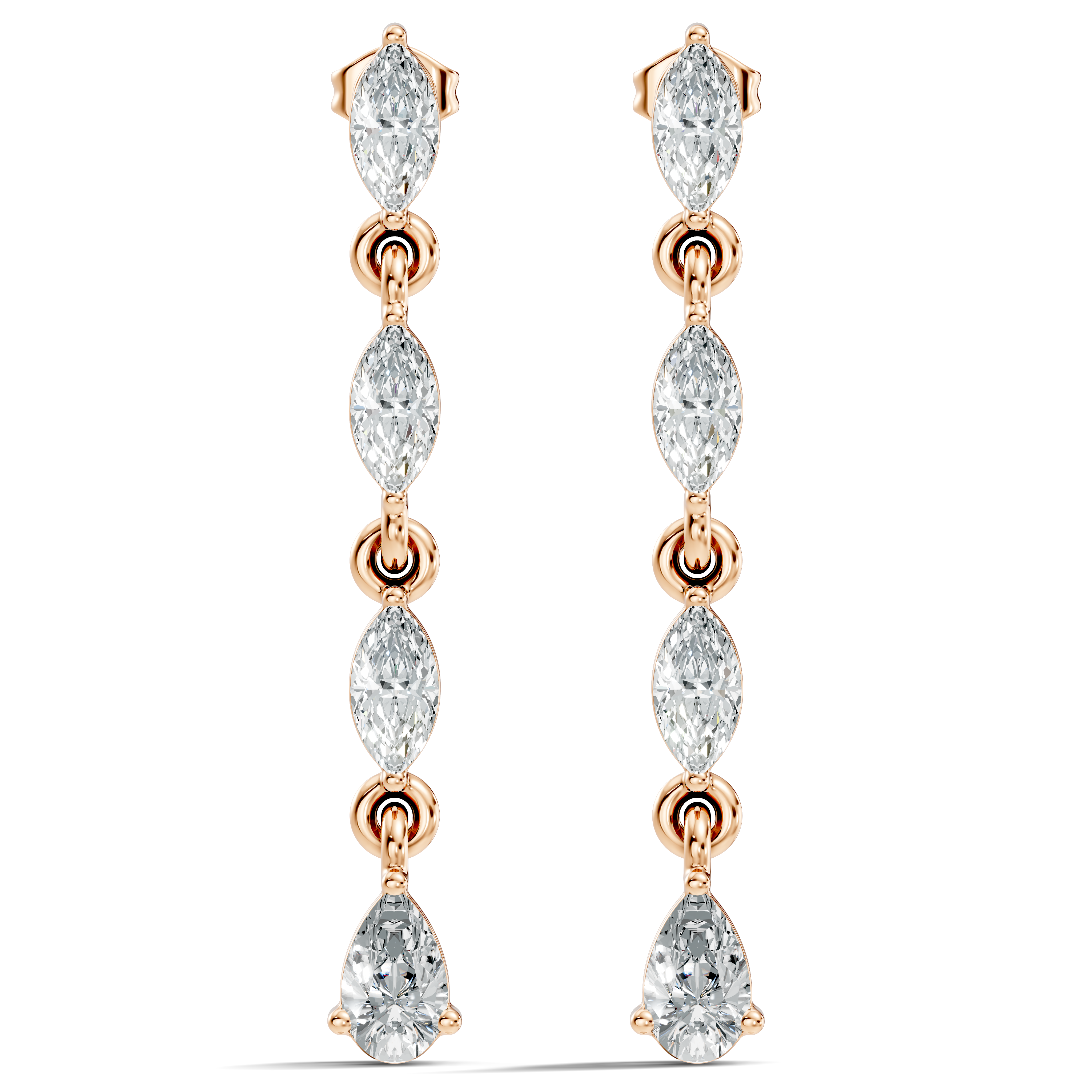 Marquise & Pear Diamond Linear Articulated Drop Earrings
