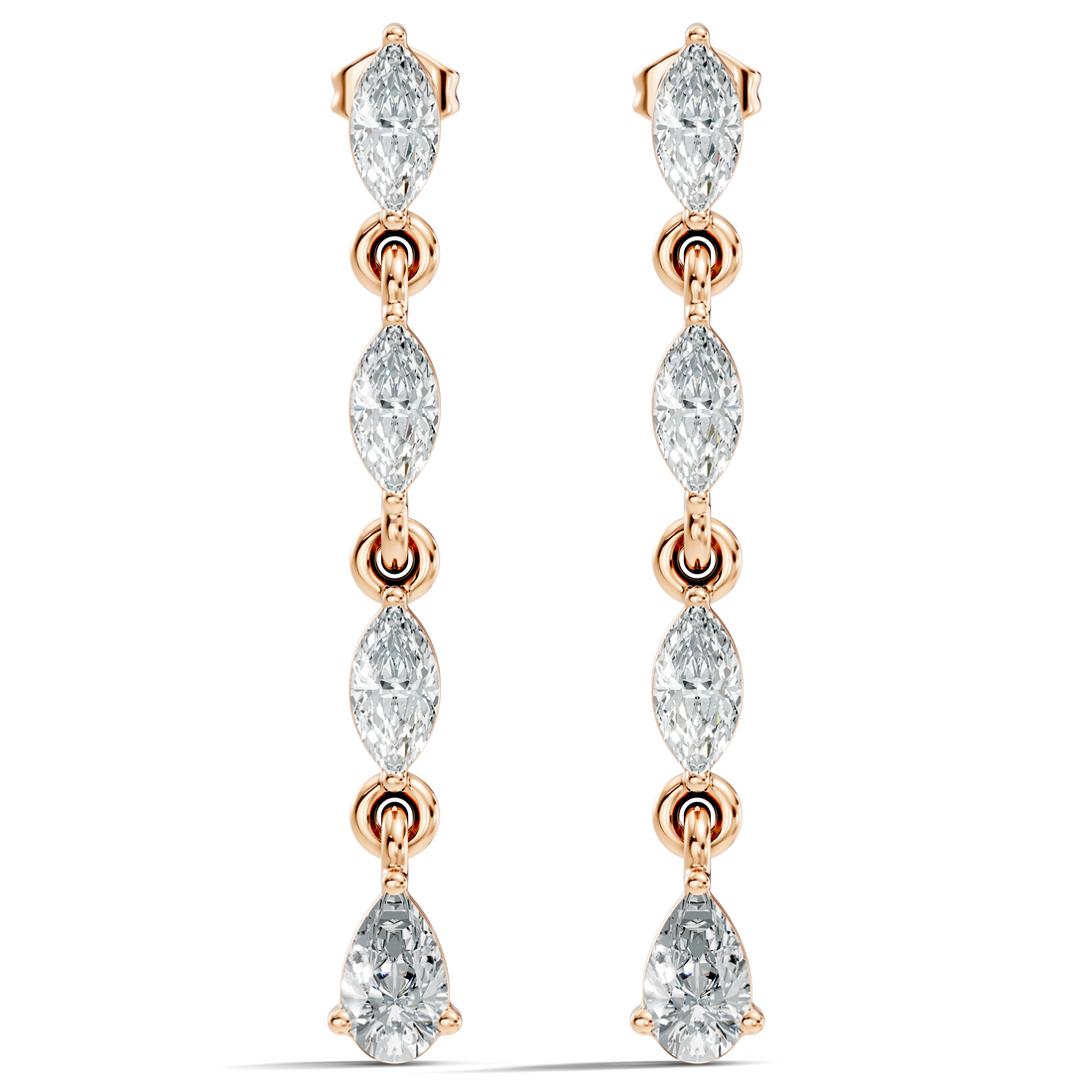Marquise & Pear Diamond Linear Articulated Drop Earrings