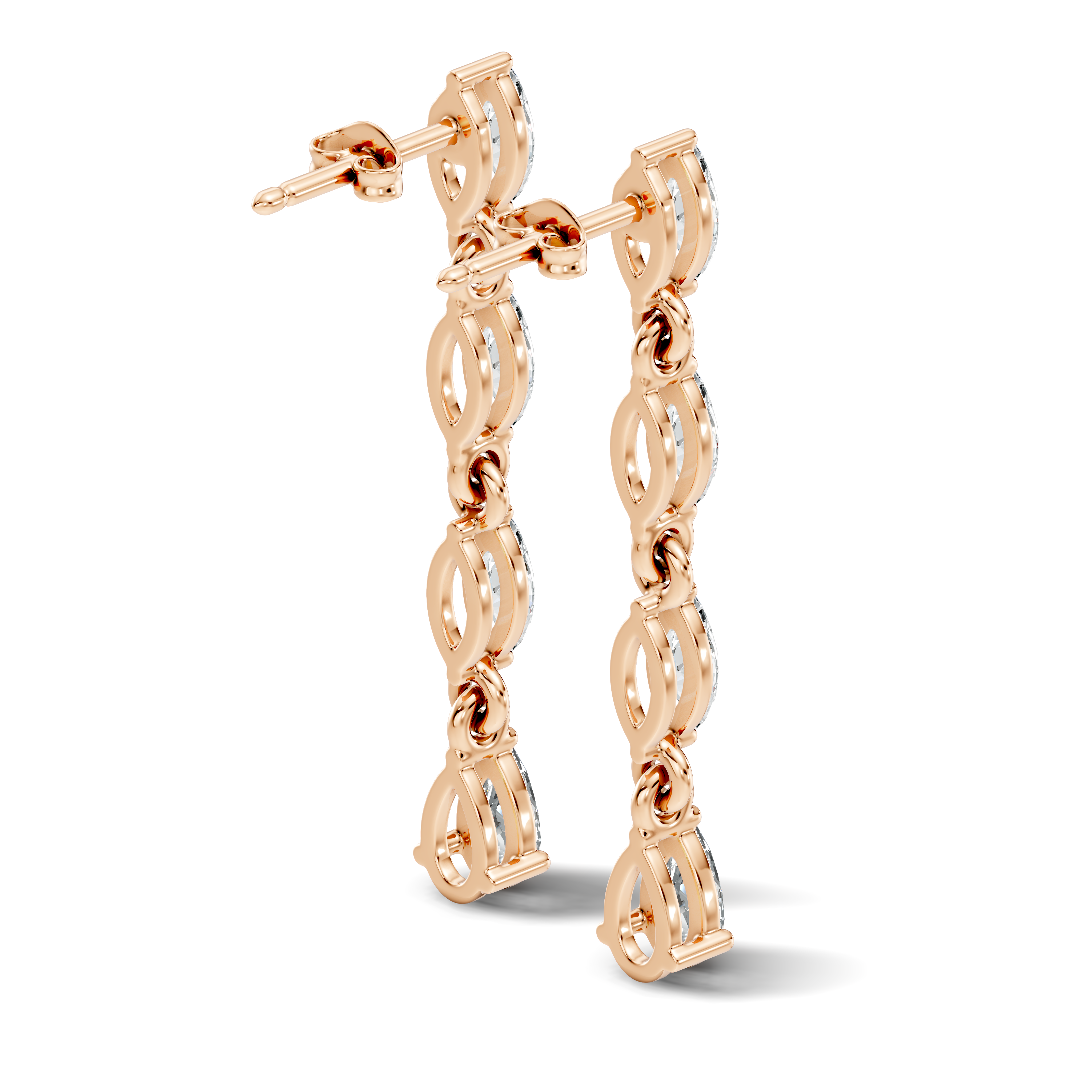 Marquise & Pear Diamond Linear Articulated Drop Earrings