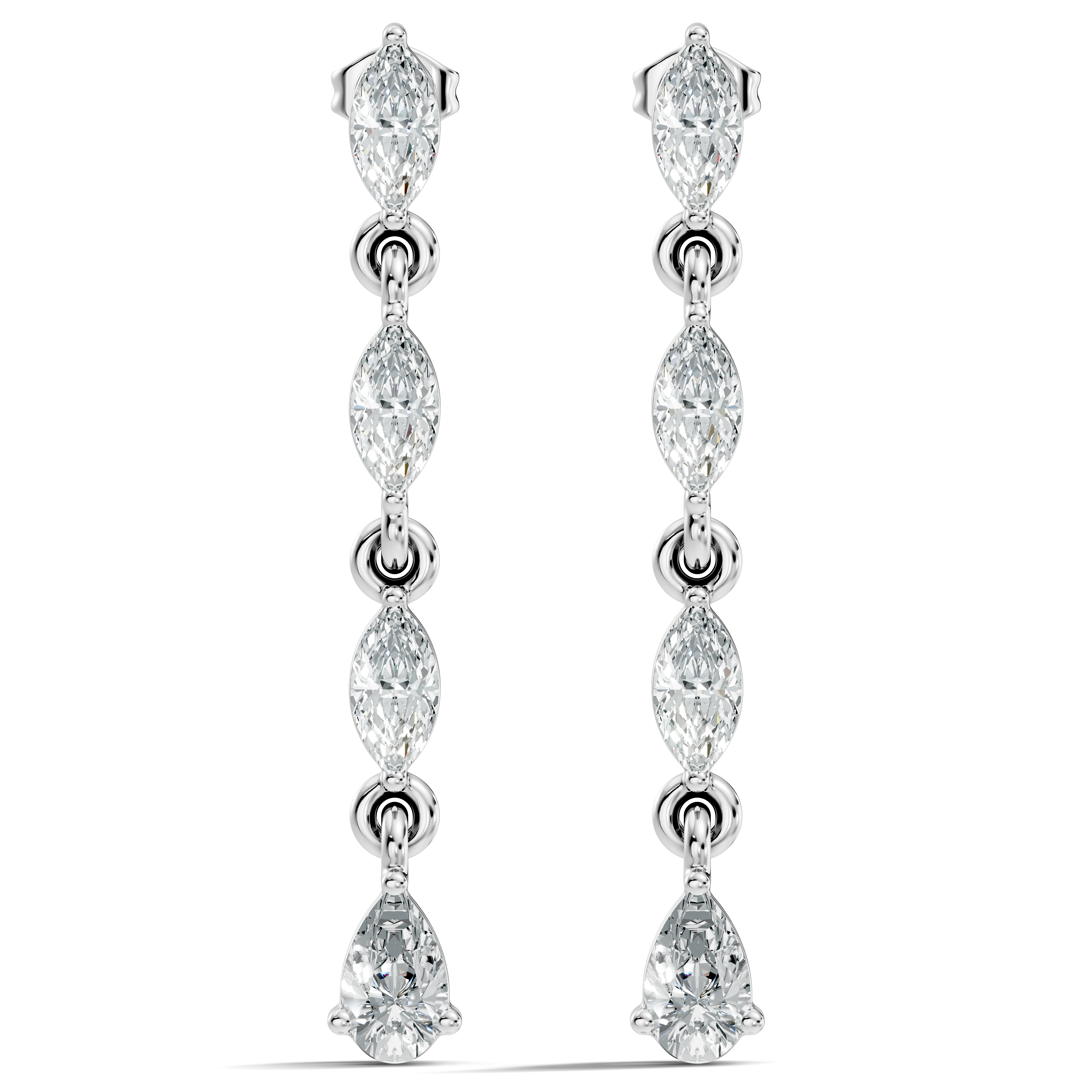 Marquise & Pear Diamond Linear Articulated Drop Earrings